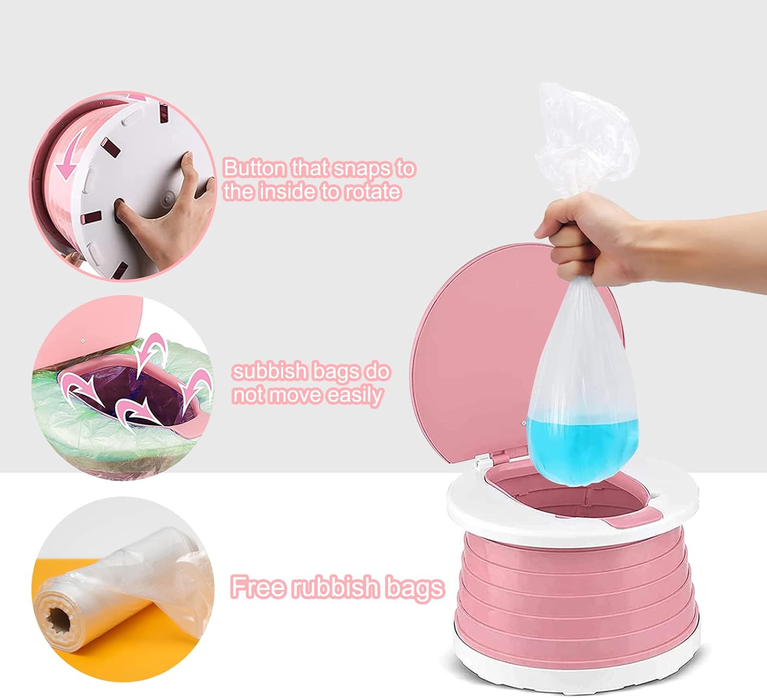 Thumbnail 4 de Travel Potty Portable Potty Folding Potty for Toddlers (Pink) – Compact Travel Seat for Car, Indoor and Outdoor Use