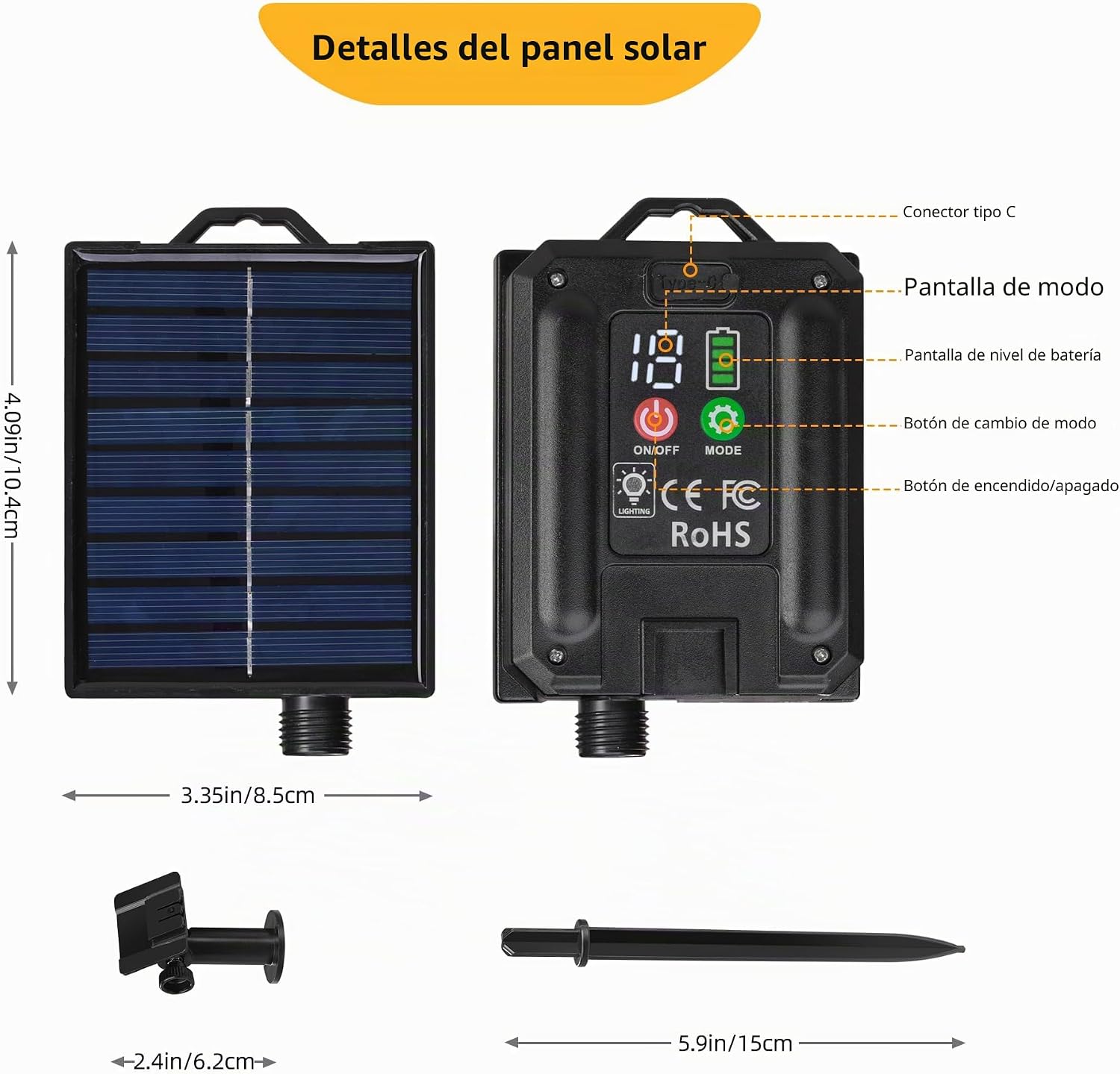 Thumbnail 5 de Tacobey Guirnalda de luces exterior solar 20 m con 200 LED, 8 modos e IP65
