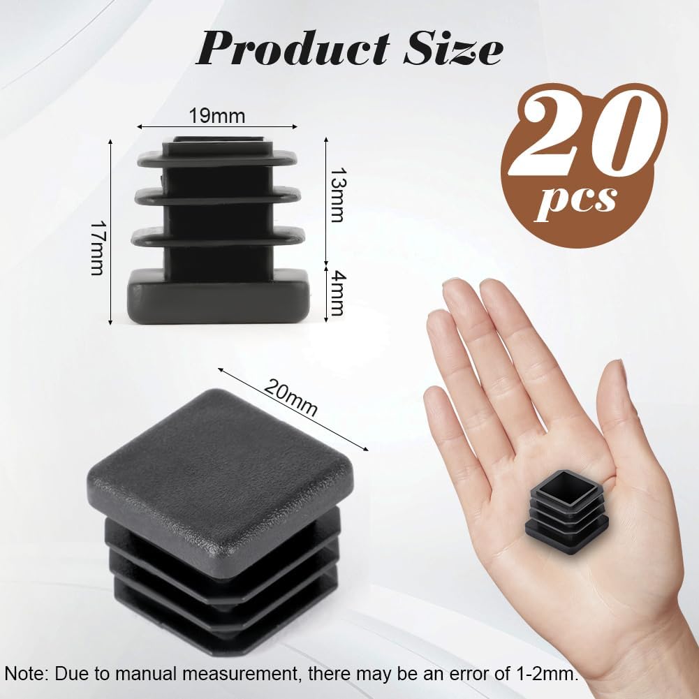 Detalle 2 de OSDUE P2-20PZFX20MM240831-FBA – kwadratowe zaślepki 20 × 20 mm, 20 szt.