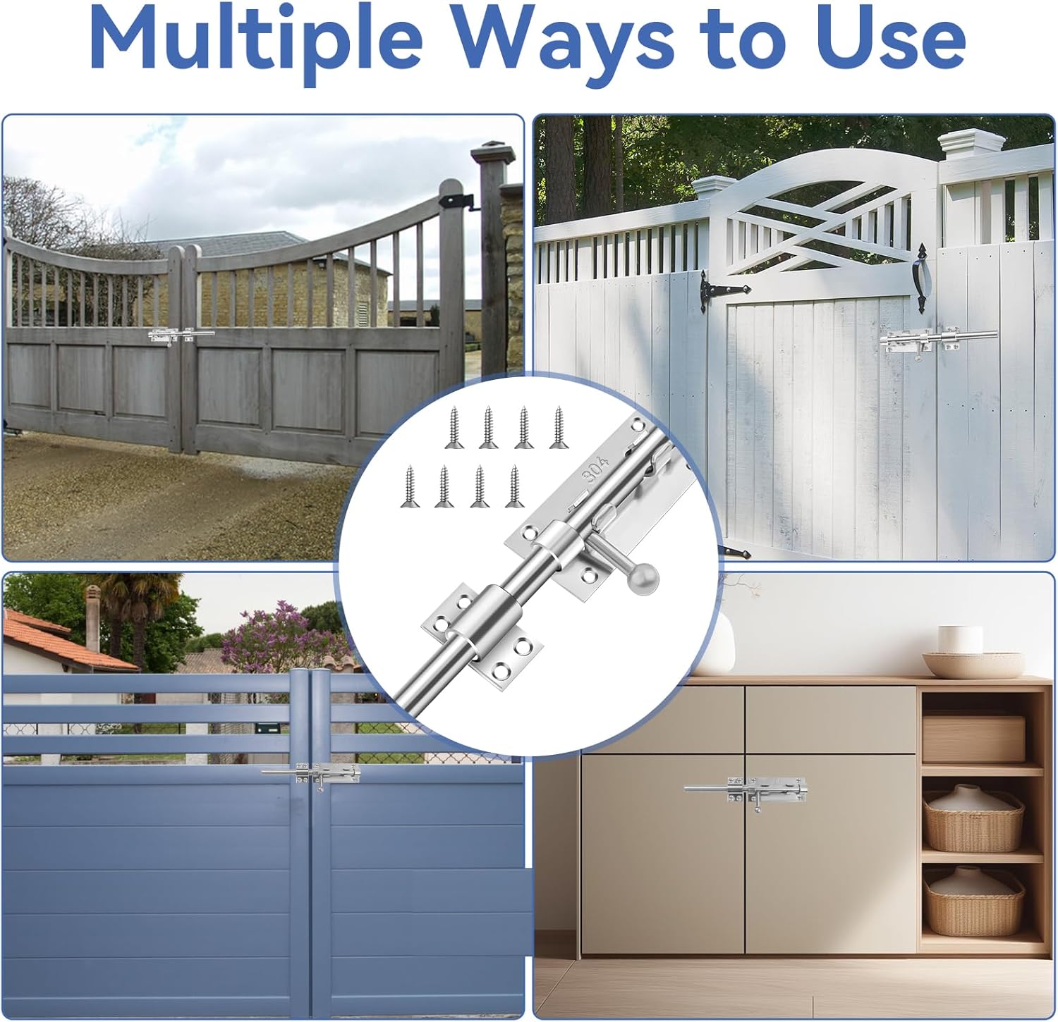 Thumbnail 6 de MISIQIMA Torriegel 195 mm aus Edelstahl 304 mit Vorhängeschlossöffnung