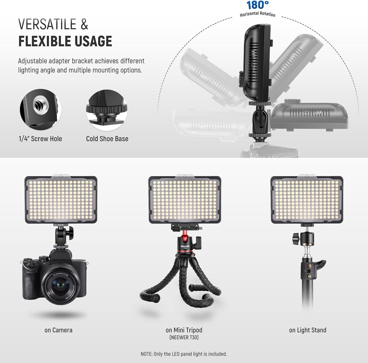 Thumbnail 3 de Neewer 176 LED 5600K Ultra Bright Dimmable On-Camera Video Light (1/4-inch thread mount)