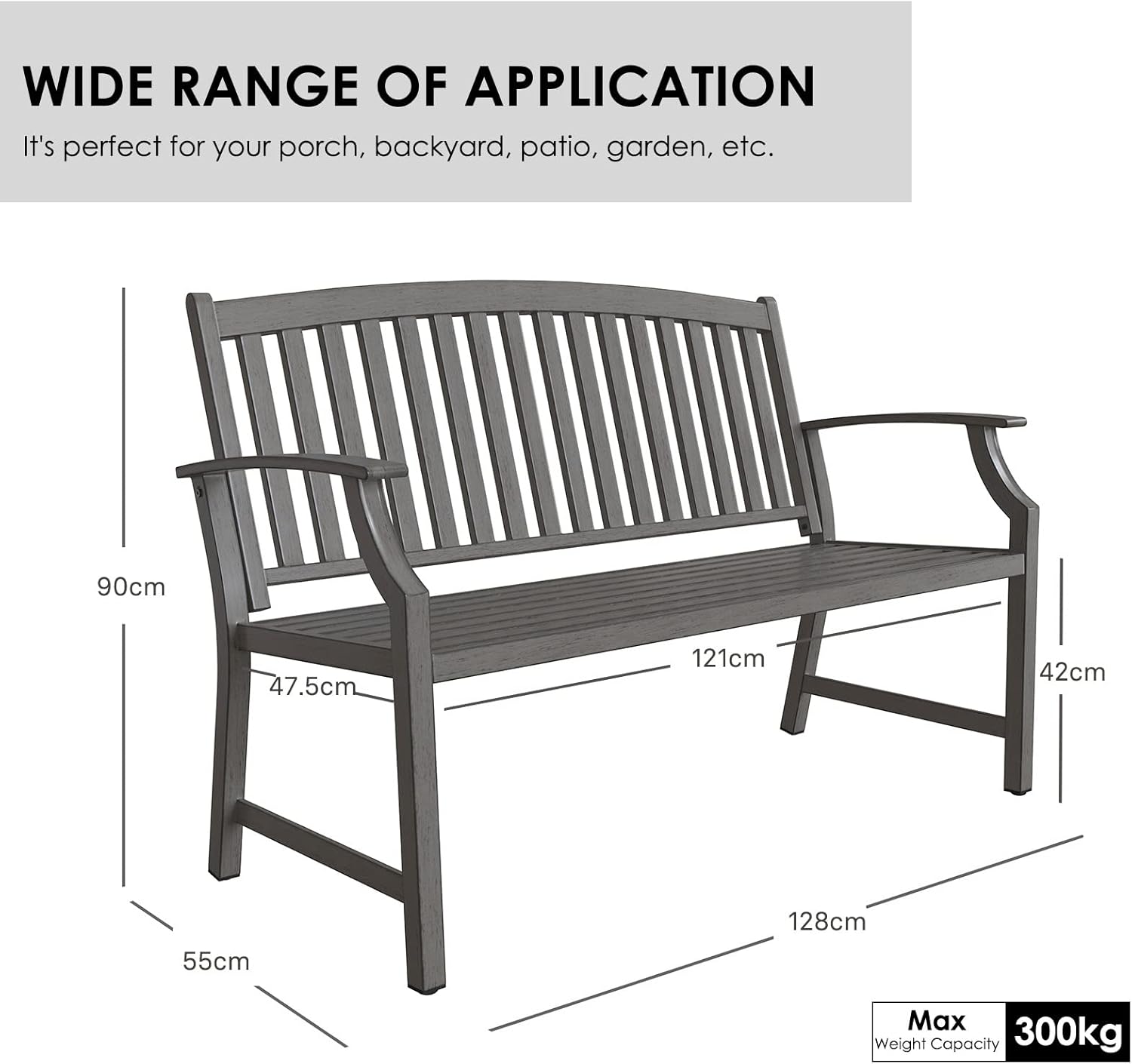 Thumbnail 2 de Grand patio Outdoor Bench for patio & garden with anti-rust metal frame (Gray)