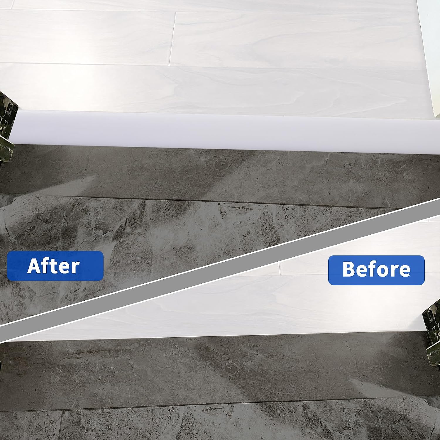 Detalle 2 de 2M PVC Laminate Flooring Threshold Transition Strip, White (7.6cm) – Self-Adhesive Door Bar for Doorways