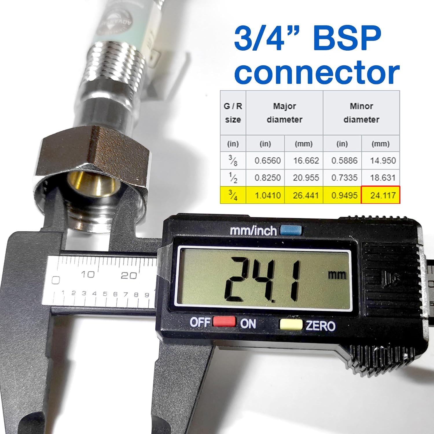 Detalle de 1/2" x 3/4" BSP 500mm Long Flexible Braided Hose – Bath Tap Flex Connector