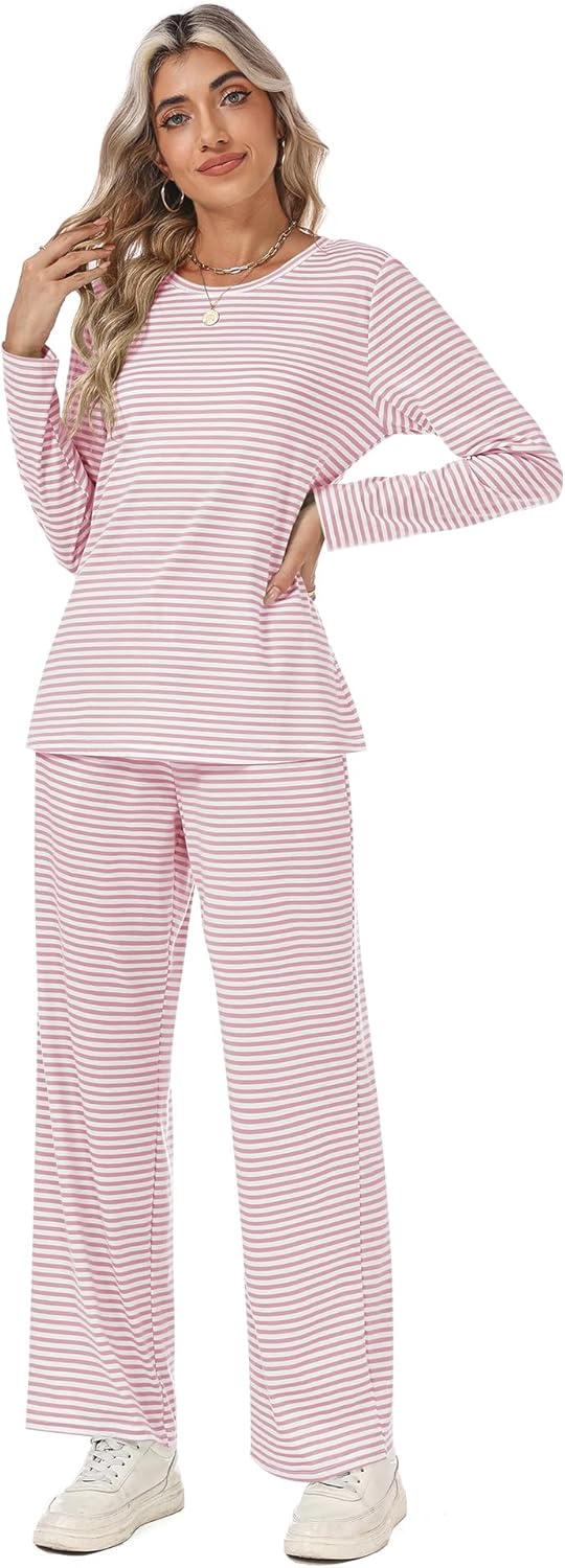 Detalle de Rapbin Schlafanzug Damen Lang – Zweiteiliger Pyjama-Set aus Polyester-Elasthan