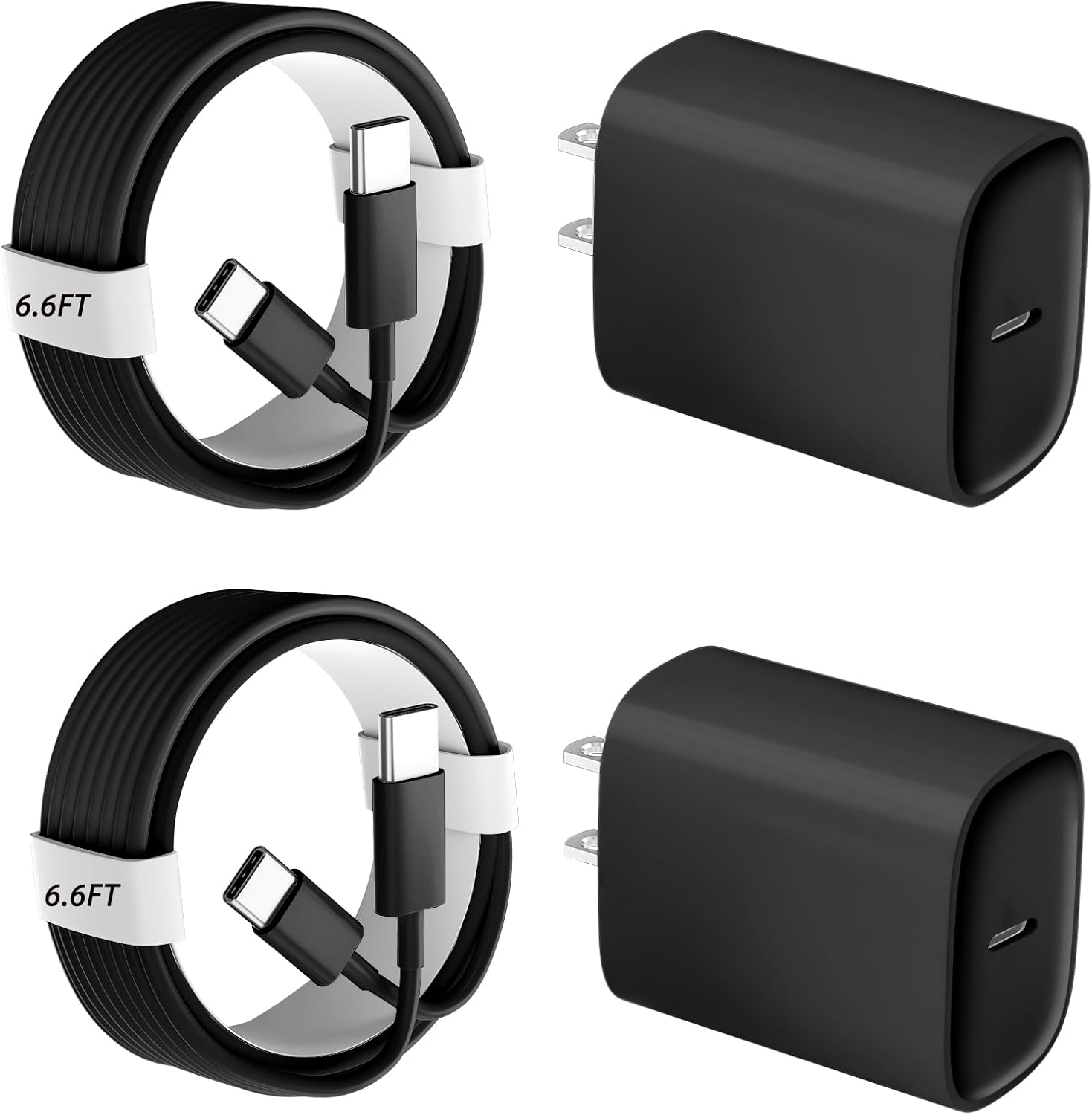 Detalle de Phone 17, 16, 15 Pro Charger Fast Charging — 20W USB-C Charger with 10ft Cable (2-Pack)
