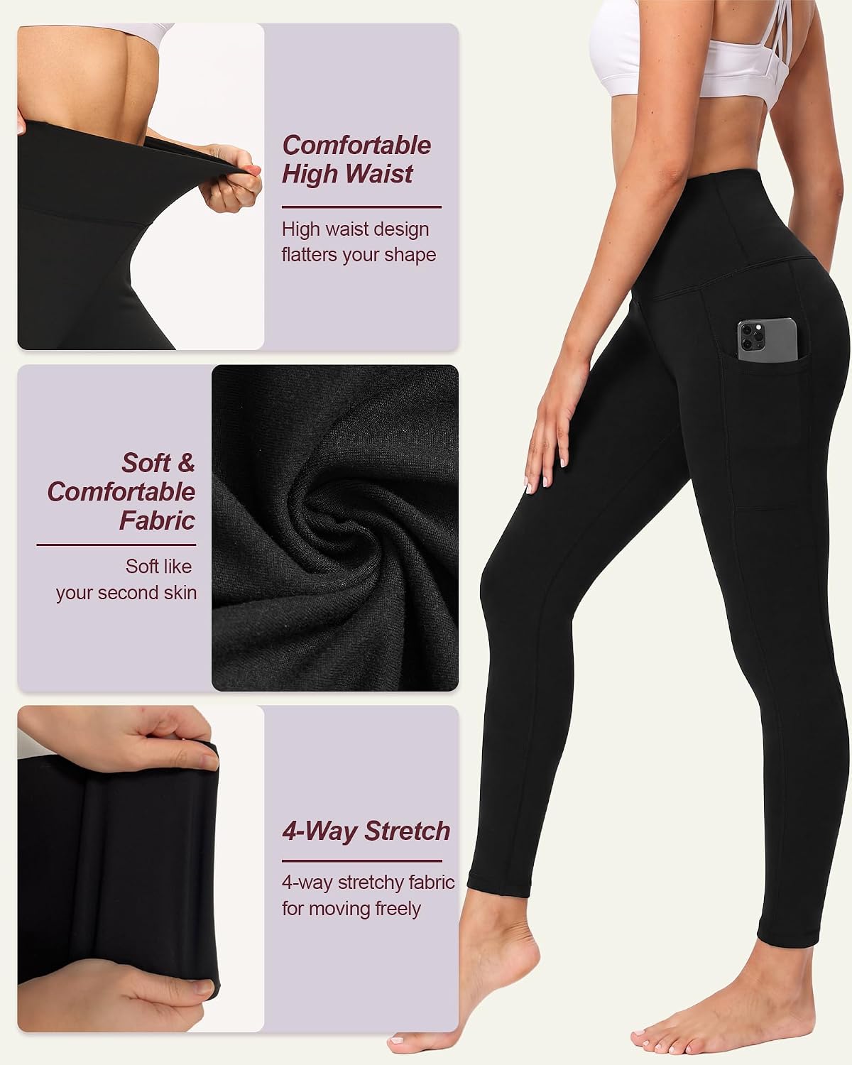 Thumbnail 5 de High Waisted Leggings for Women 4.5" Waistband