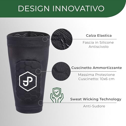 Detalle de JDP Premium parastinchi 3 in 1: protezione integrata con calze, taglia M, nero