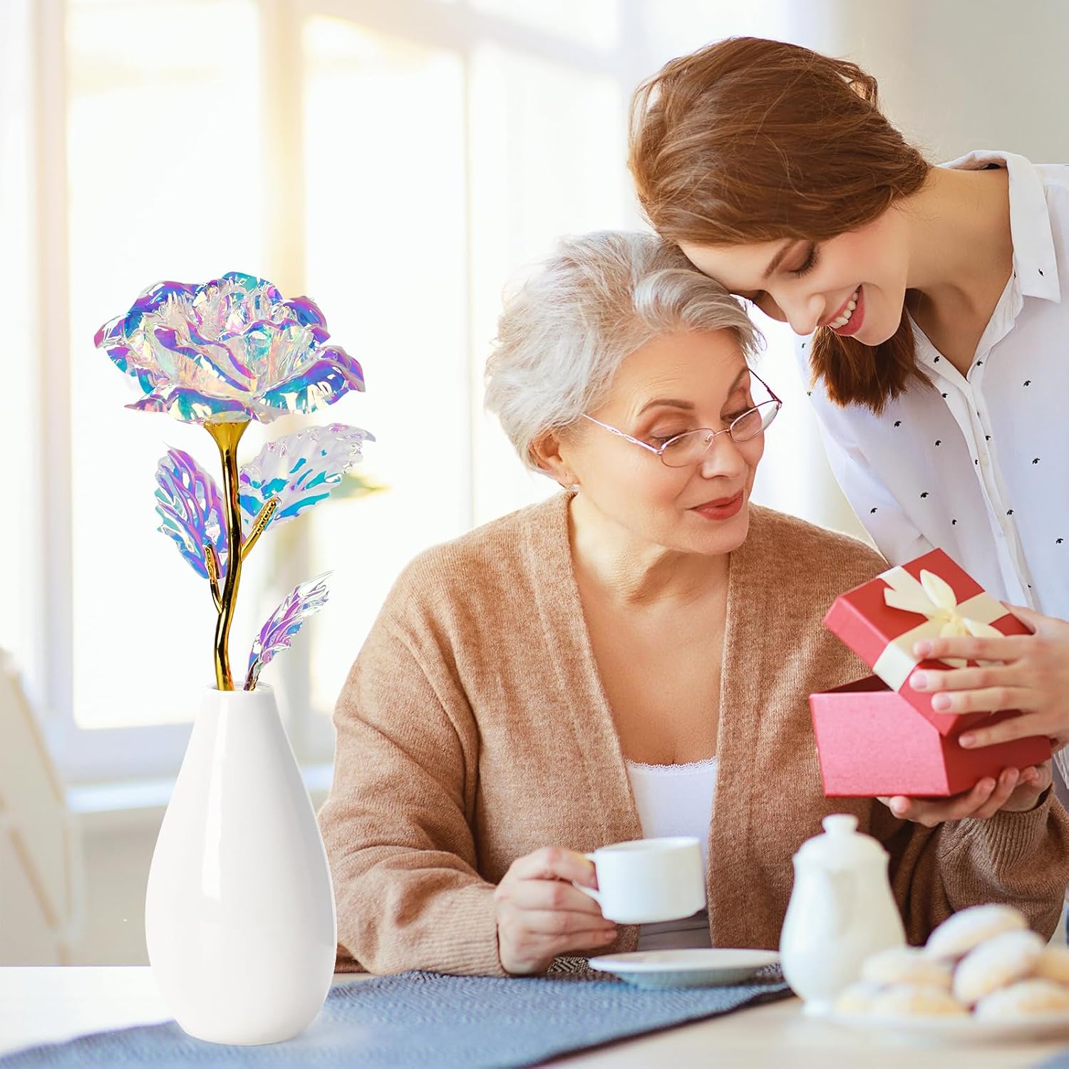 Thumbnail 4 de OEAGO Mothers Day Artificial Flower with Vase