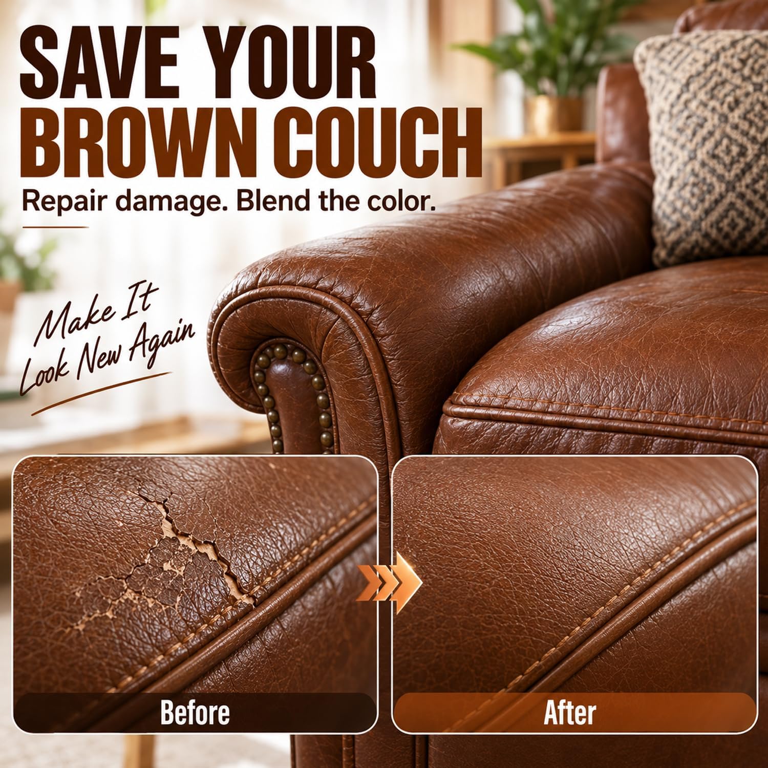 Detalle 2 de ARCSSAI ARCSSAL Brown Leather & Vinyl Repair Kit for Furniture and Cars