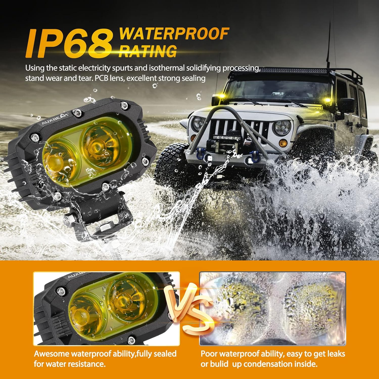 Thumbnail 5 de Auxbeam 4Inch Amber Fog Light