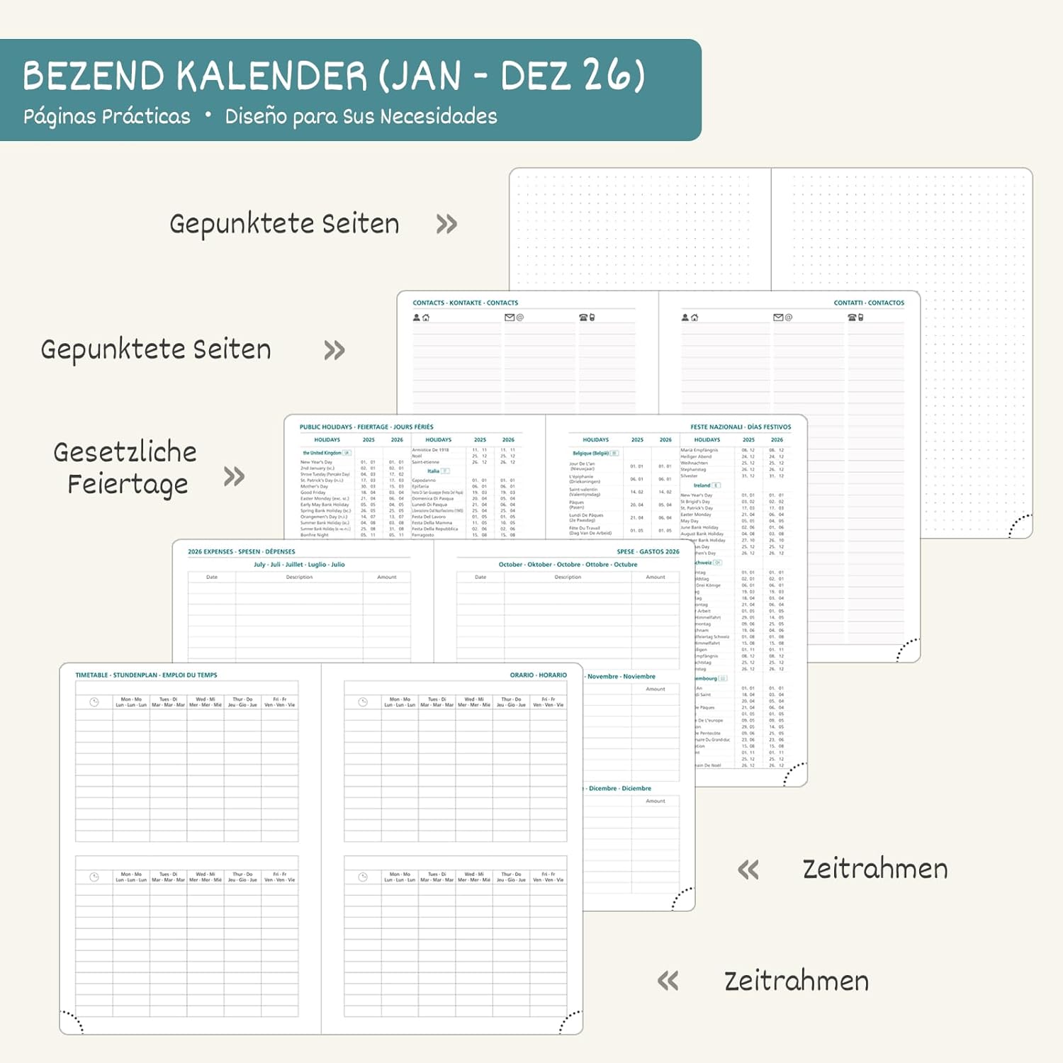 Thumbnail 4 de BEZEND Kalender 2026 A5 Wochenplaner mit Register 📘