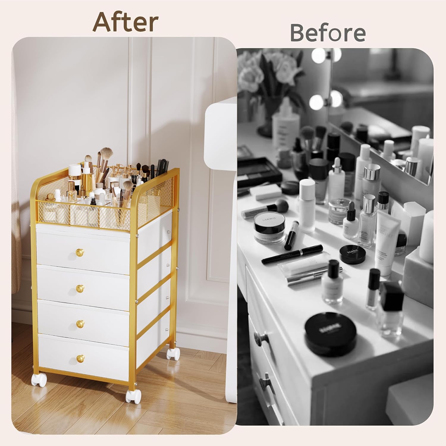 Thumbnail 4 de Rolling Makeup Organizer Cart with 4 Drawers