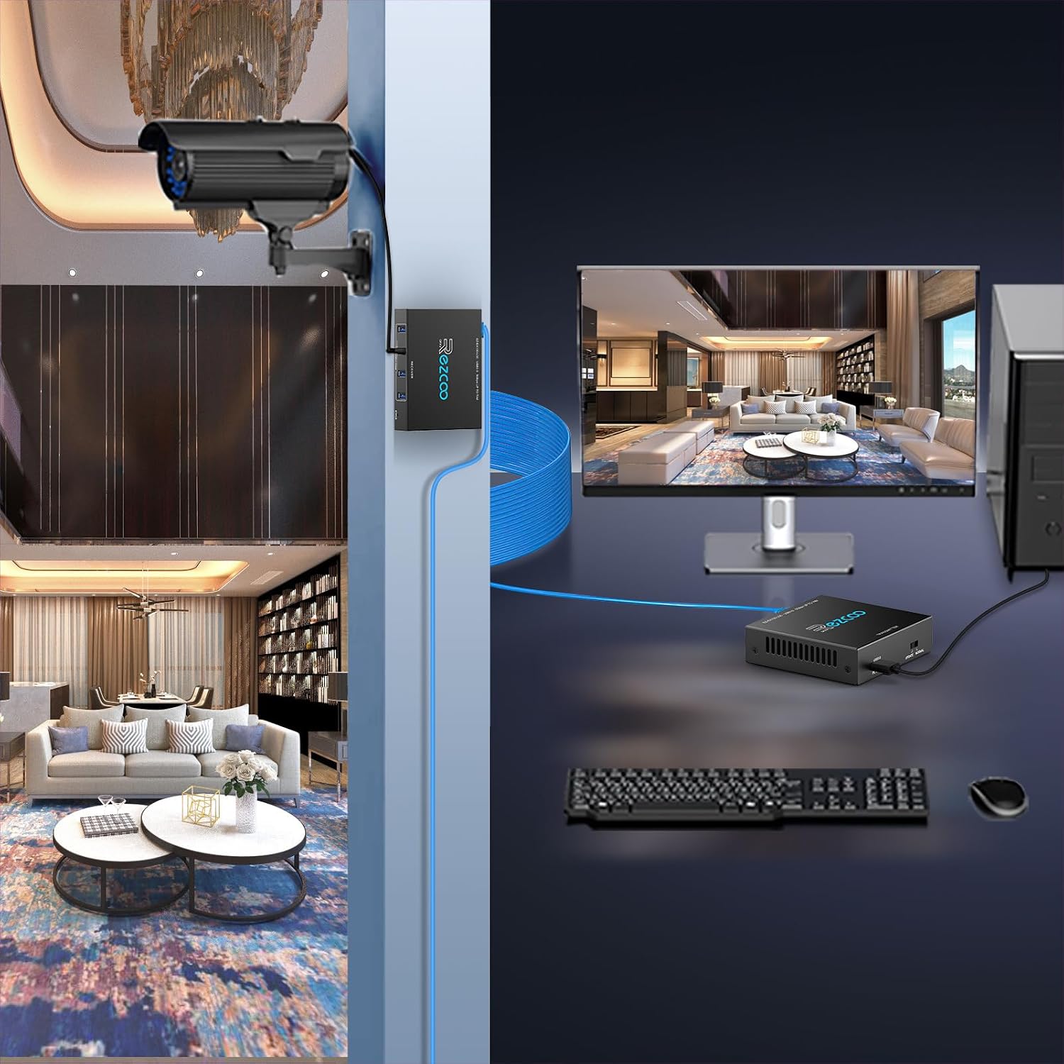 Thumbnail 3 de USB 3.2 Extender with 4-Port USB Hub over Cat5e/Cat6 (up to 70m / 229ft) with POE support