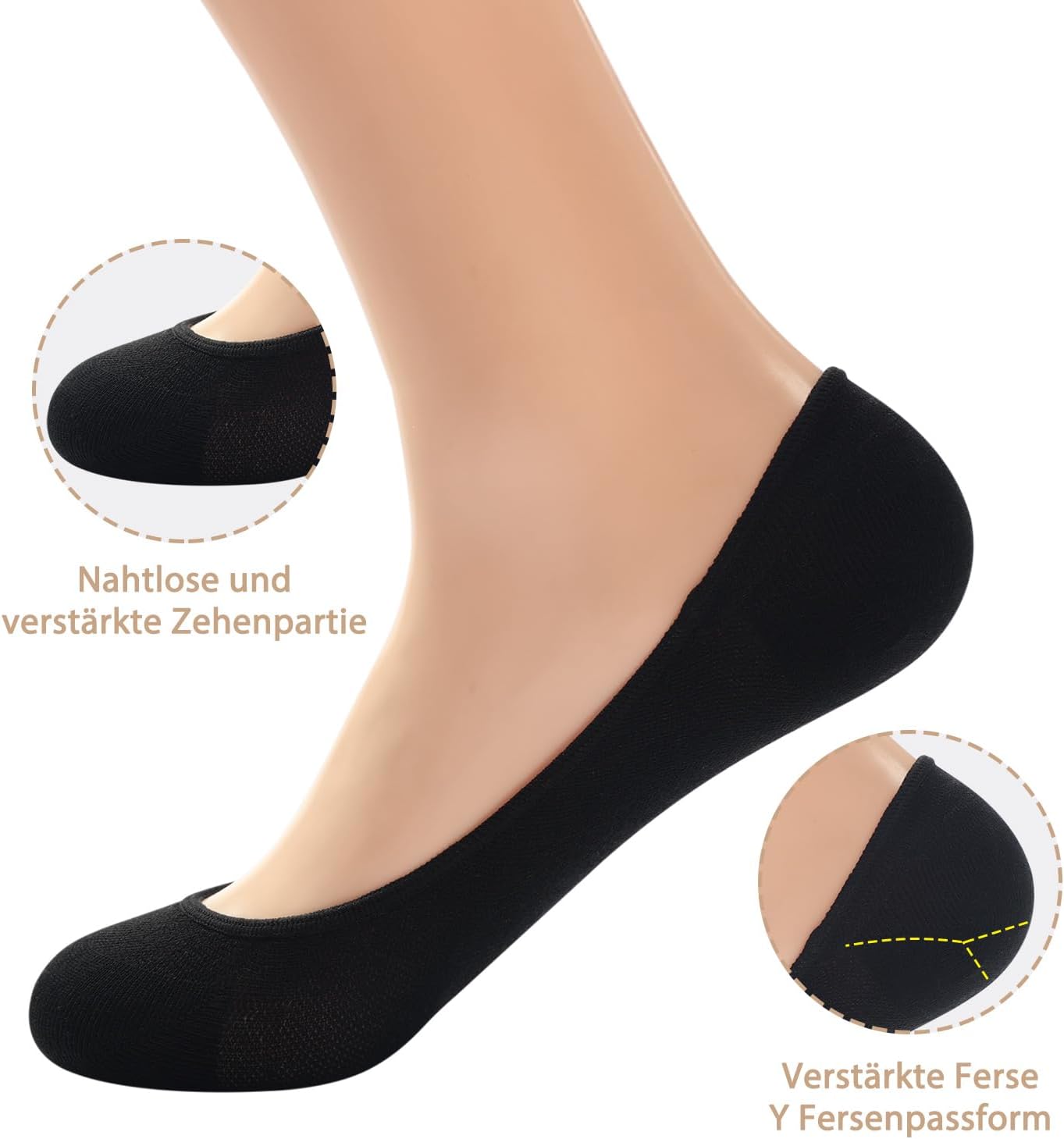 Thumbnail 3 de ILovDaisy 8 Paar Füßlinge Ballerina Socken Damen – Atmungsaktiv, Unsichtbar, Silikonpad, No Show