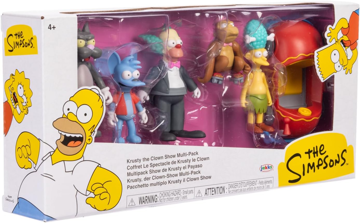Thumbnail 1 de The Simpsons Krusty Cast Action Figures Multi-Pack (6,35 cm) von JAKKS Pacific – Krusty, Mojo, Itchy, Scratchy, Sideshow Mel & Clown Car