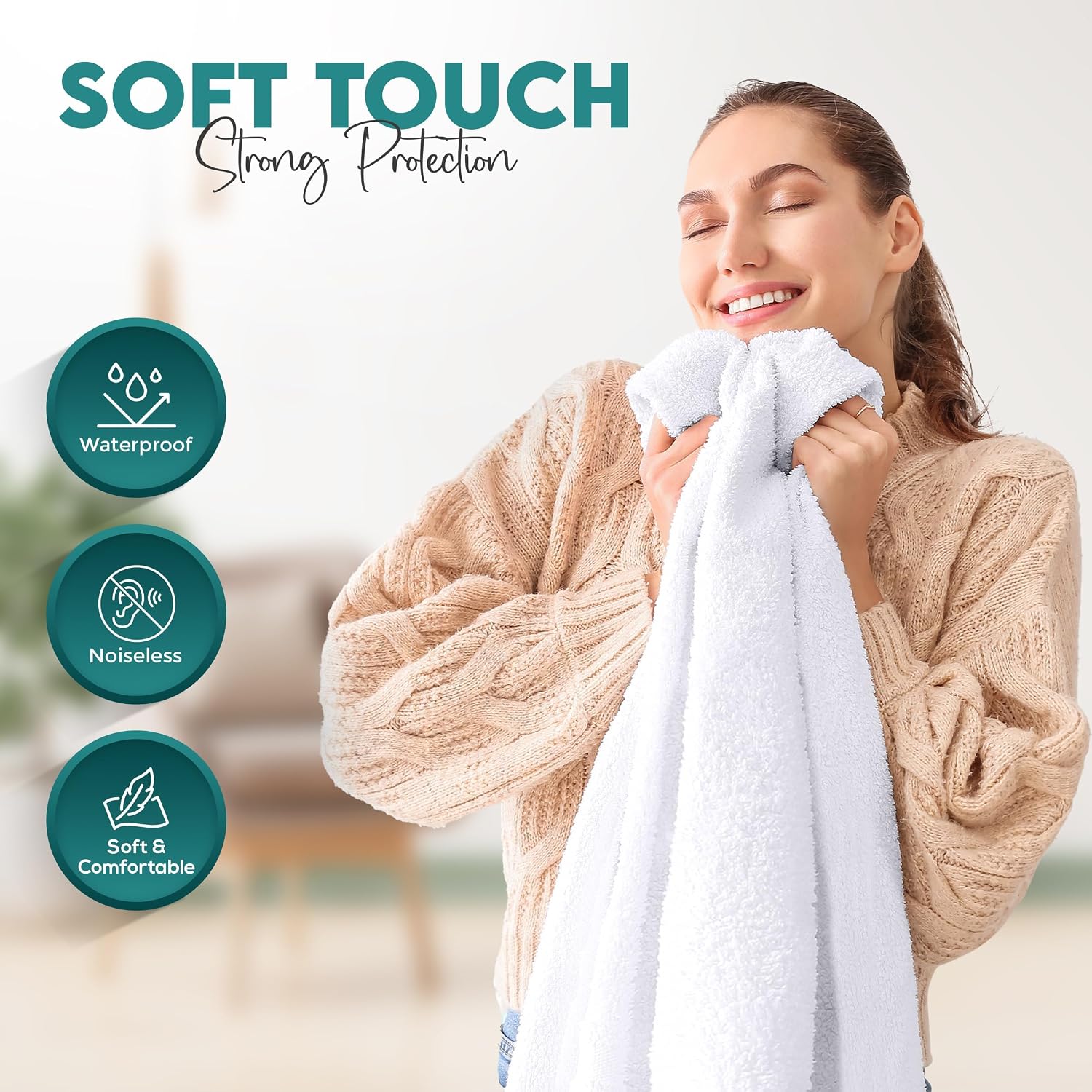 Detalle de CopriMaterasso Singolo Impermeabile Utopia Bedding 90x190x40 cm – OEKO-TEX, lavabile, elastico tutto intorno