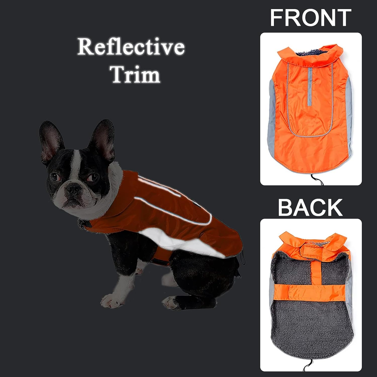 Detalle de Morezi Dog Warm Coats Jacket - Waterproof Coat with Harness Hole for Small to Medium Dogs (Orange, Size S)