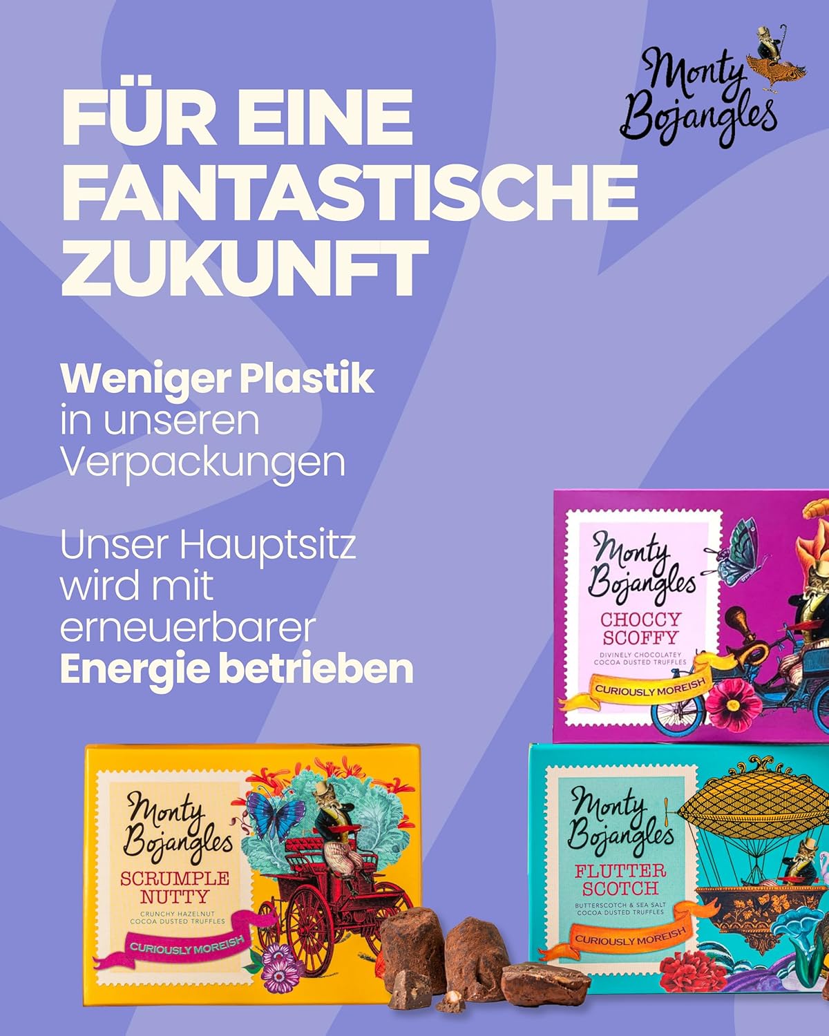 Detalle 2 de Monty Bojangles Schokoladentrüffel-Pralinenset (3×100 g) – 3 Geschmacksrichtungen, preisgekrönt