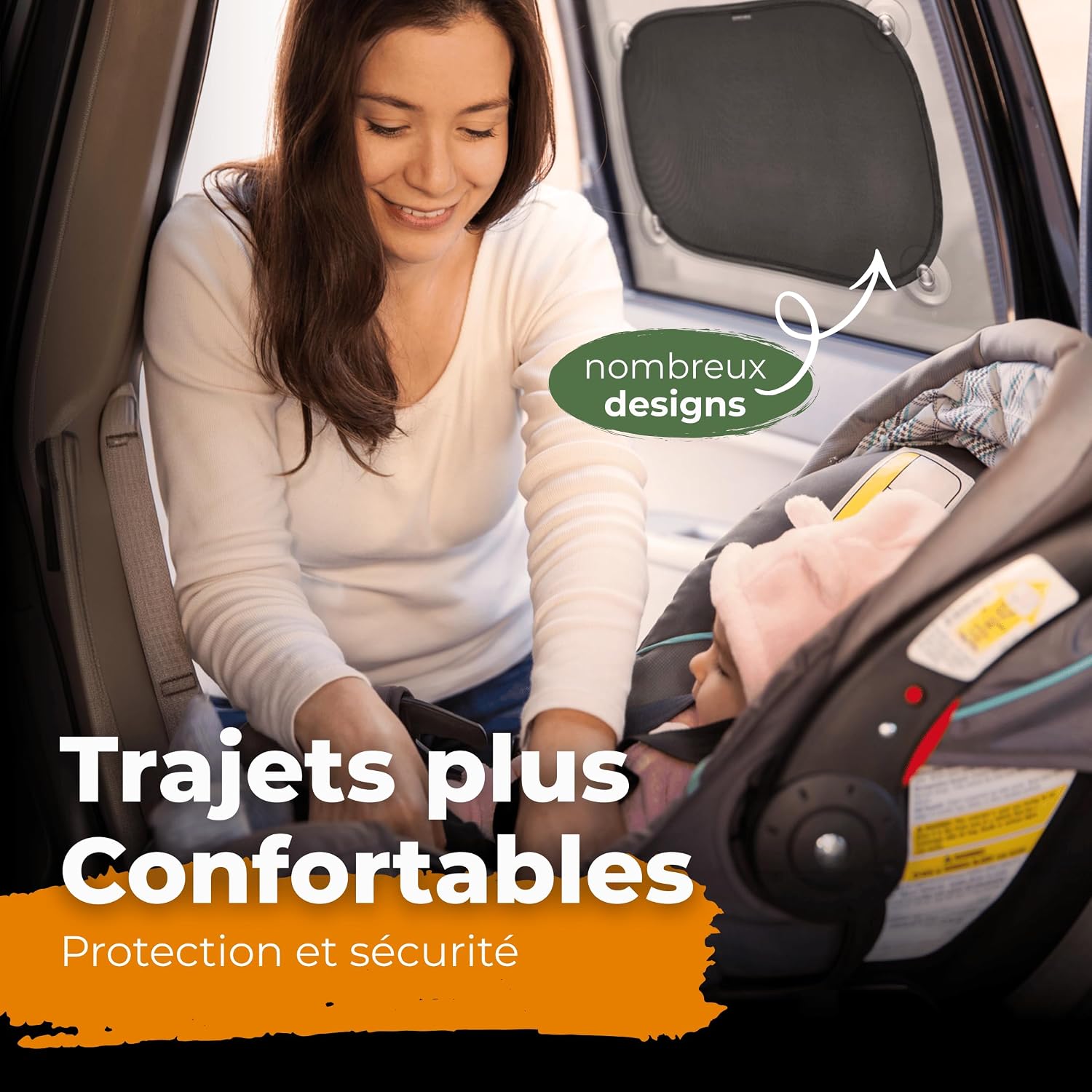 Thumbnail 4 de CARAMAZ Pare-Soleil Voiture bébé avec Protection UV et ventouses – 2 pièces 48 x 30 cm