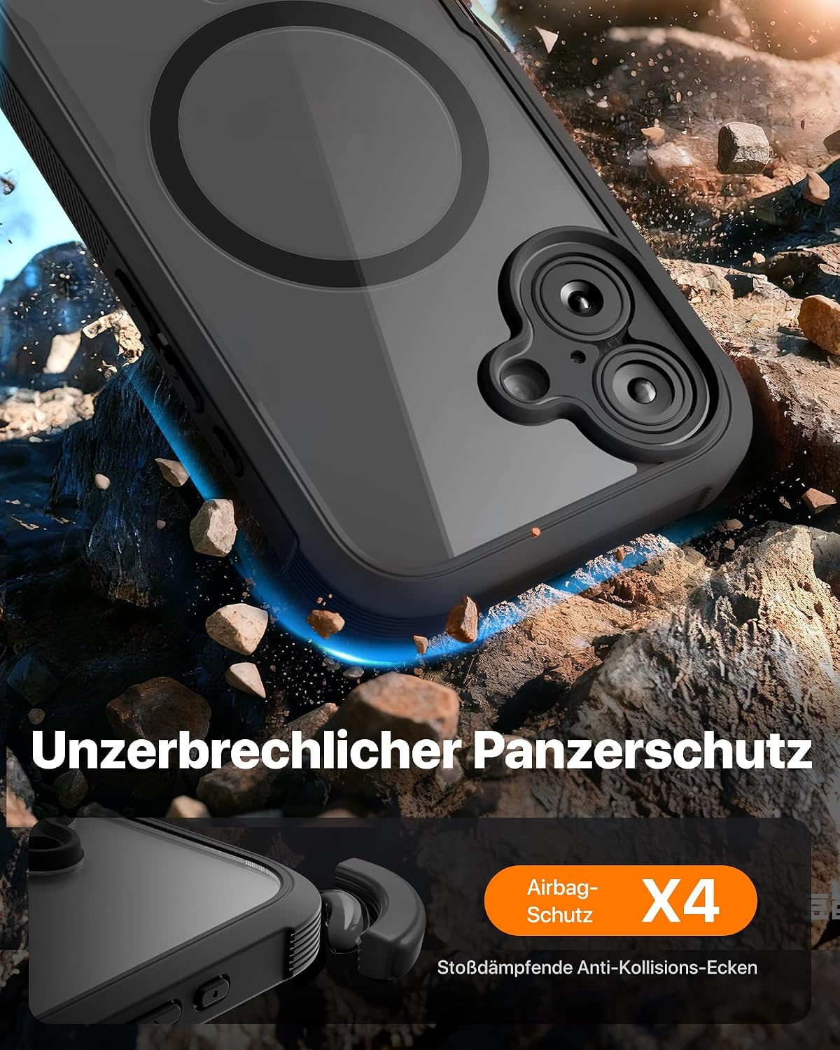Detalle de Diaclara Hülle für iPhone 17 – 360° Vollschutz mit MagSafe, Militärschutz & Displayschutzfolie