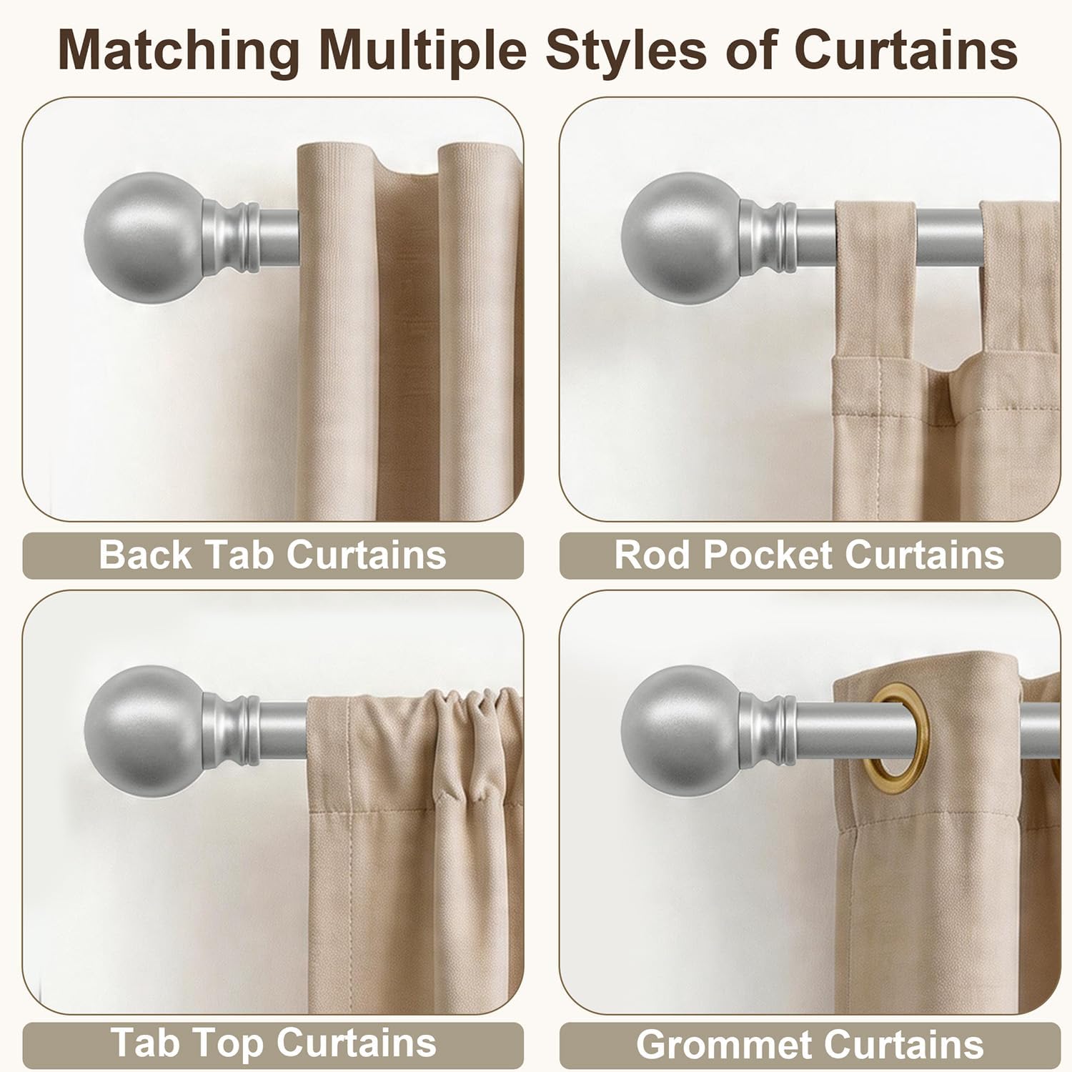 Detalle 2 de Immiehh Curtain Rod, 1-Inch Diameter