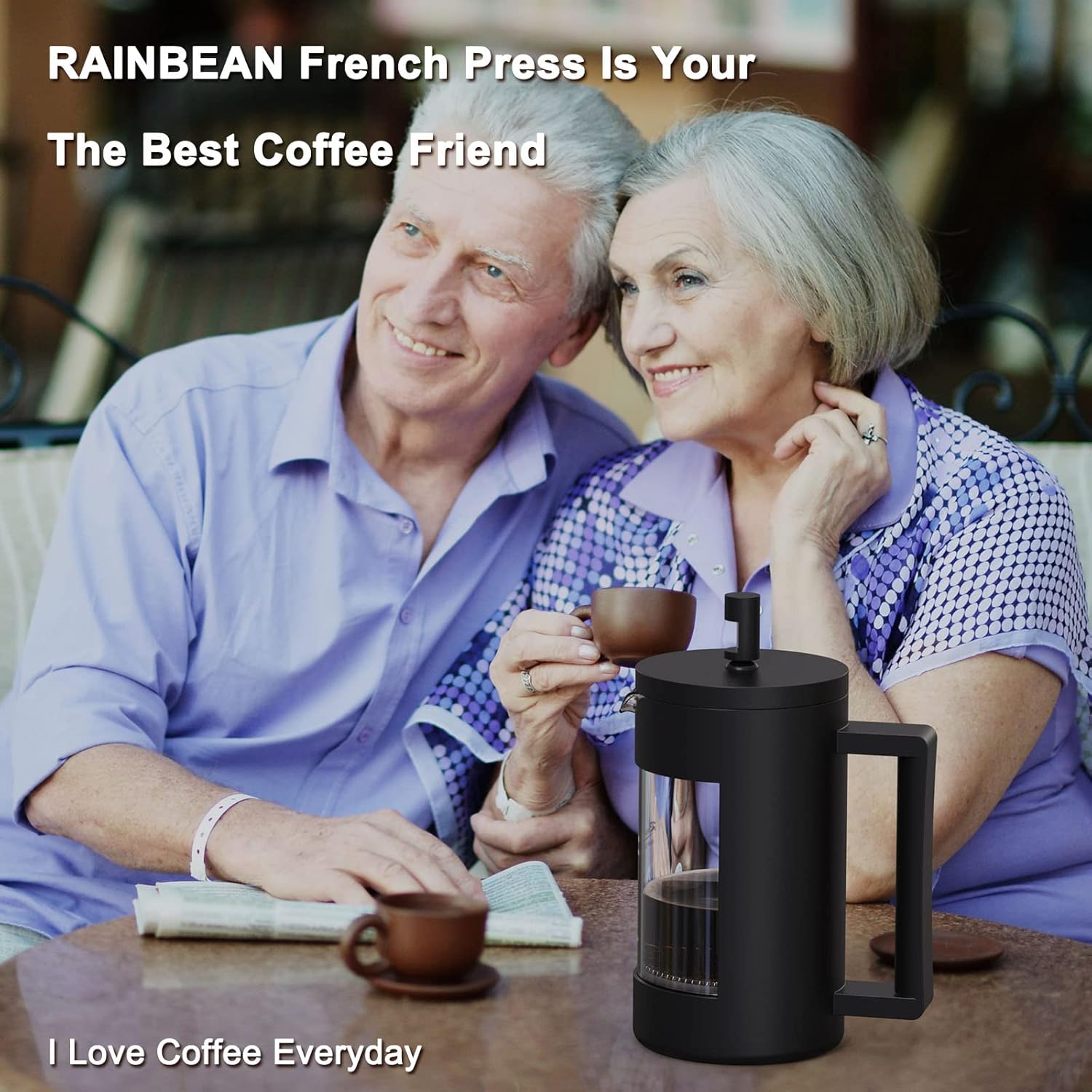 Thumbnail 1 de RAINBEAN Cafetiere Coffee Press 4 Cups/600ml — Glass French Press with 3-Level Filtration