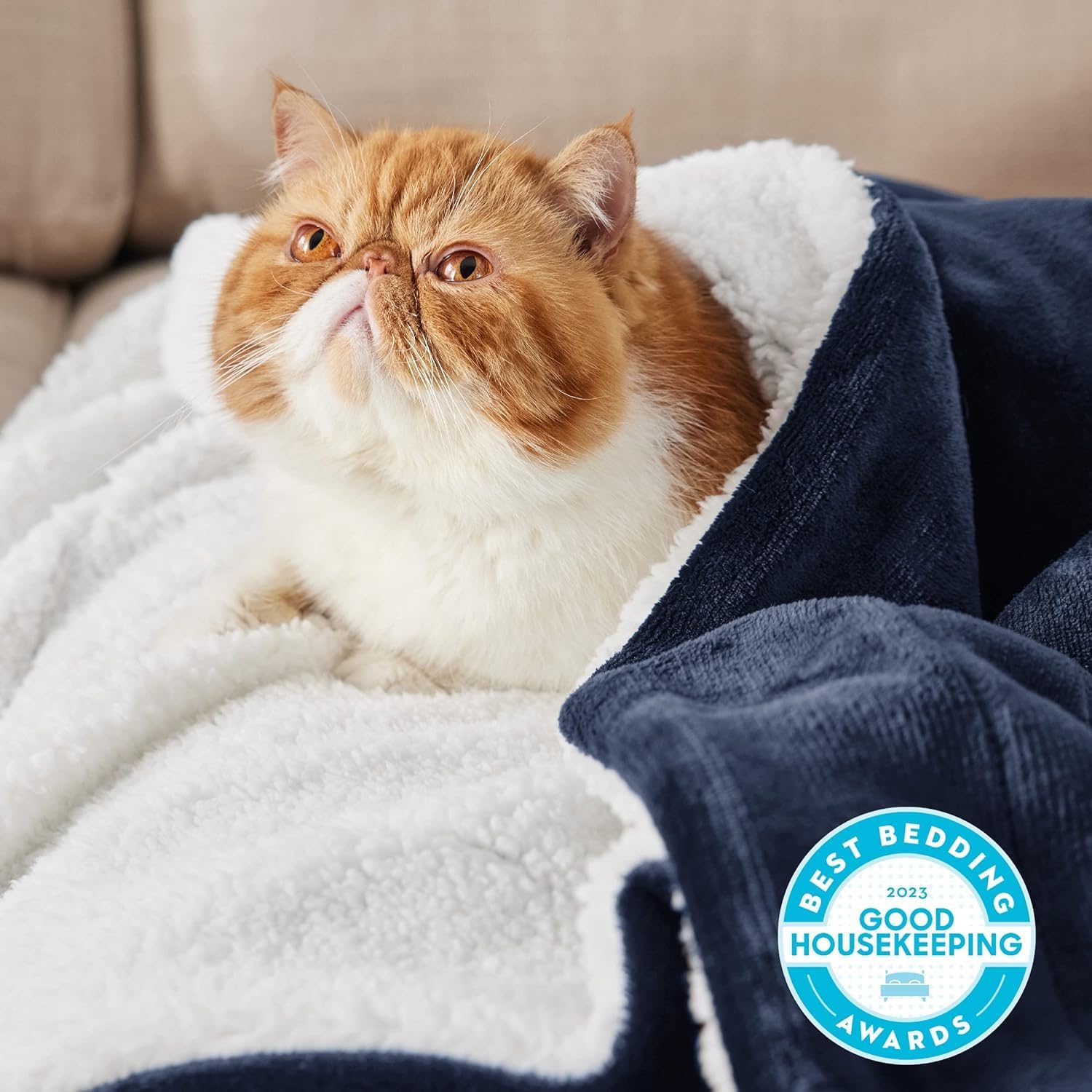 Thumbnail 1 de BEDSURE Kuscheldecke Warm Sherpa & Fleece (Marine Blau), 130x150 cm