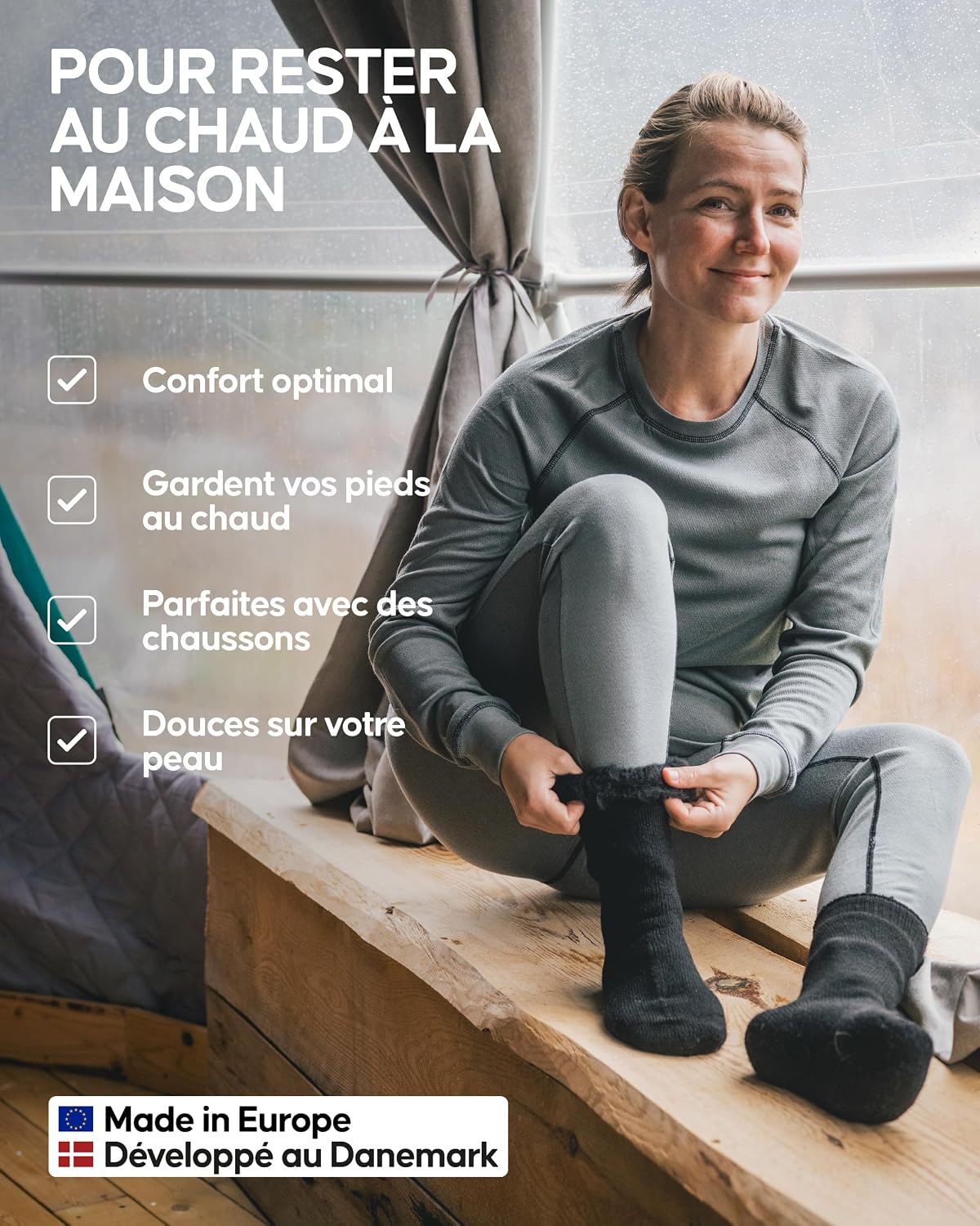 Detalle de Chaussettes DANISH ENDURANCE thermiques, anti-ampoules, lot de 2