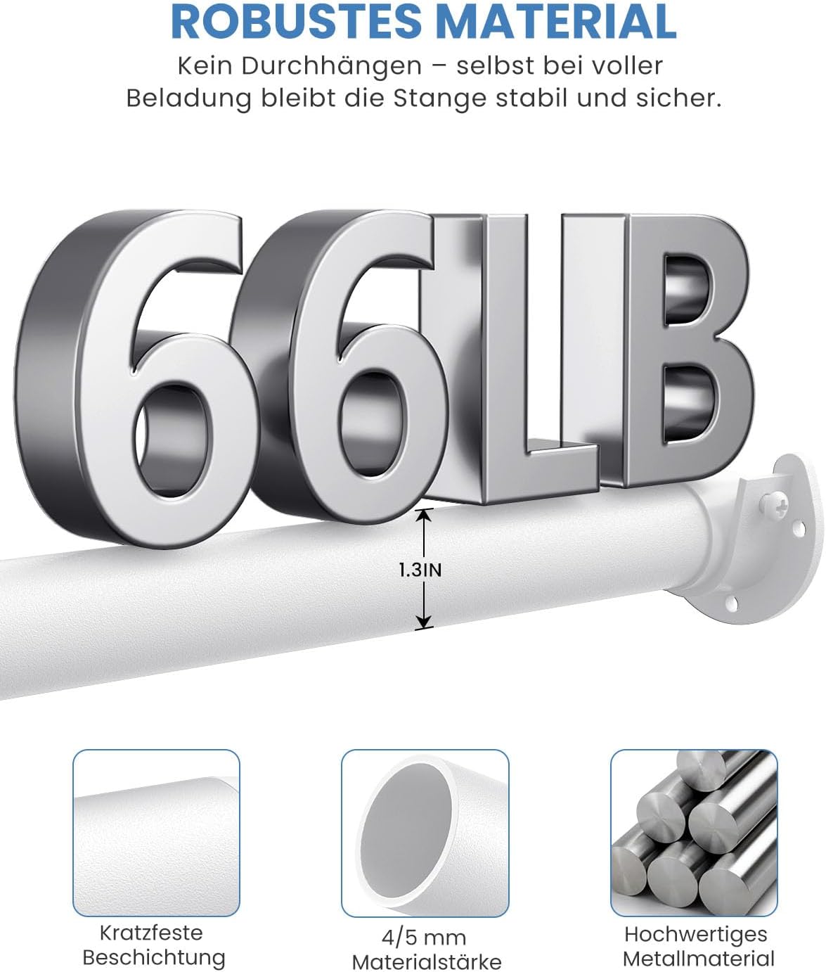 Thumbnail 3 de Kleiderstange Schrank Ausziehbar 43–97 cm Weiß