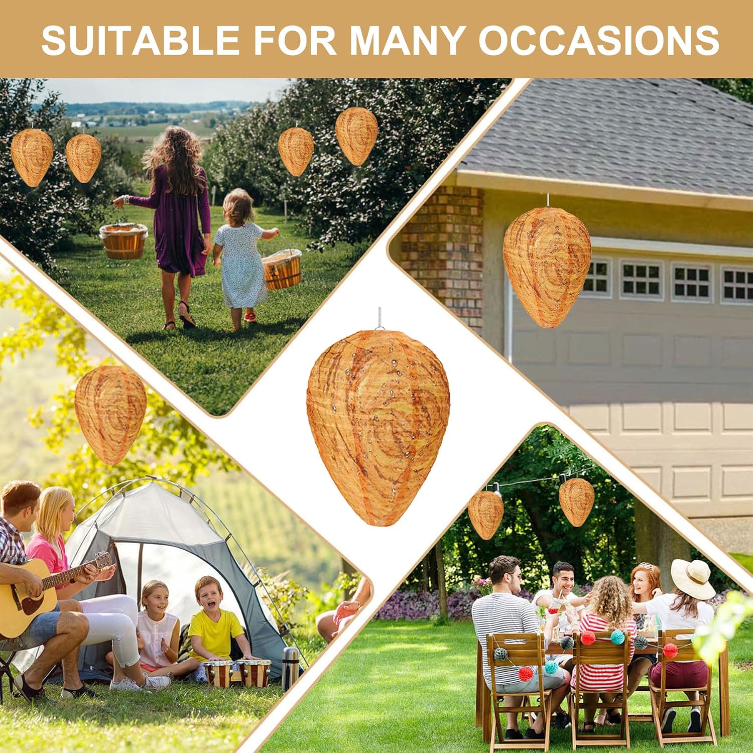Thumbnail 6 de KSRDOVSA 4-Pack Wasp Nest Decoys, Weather-Resistant Outdoor Hanging