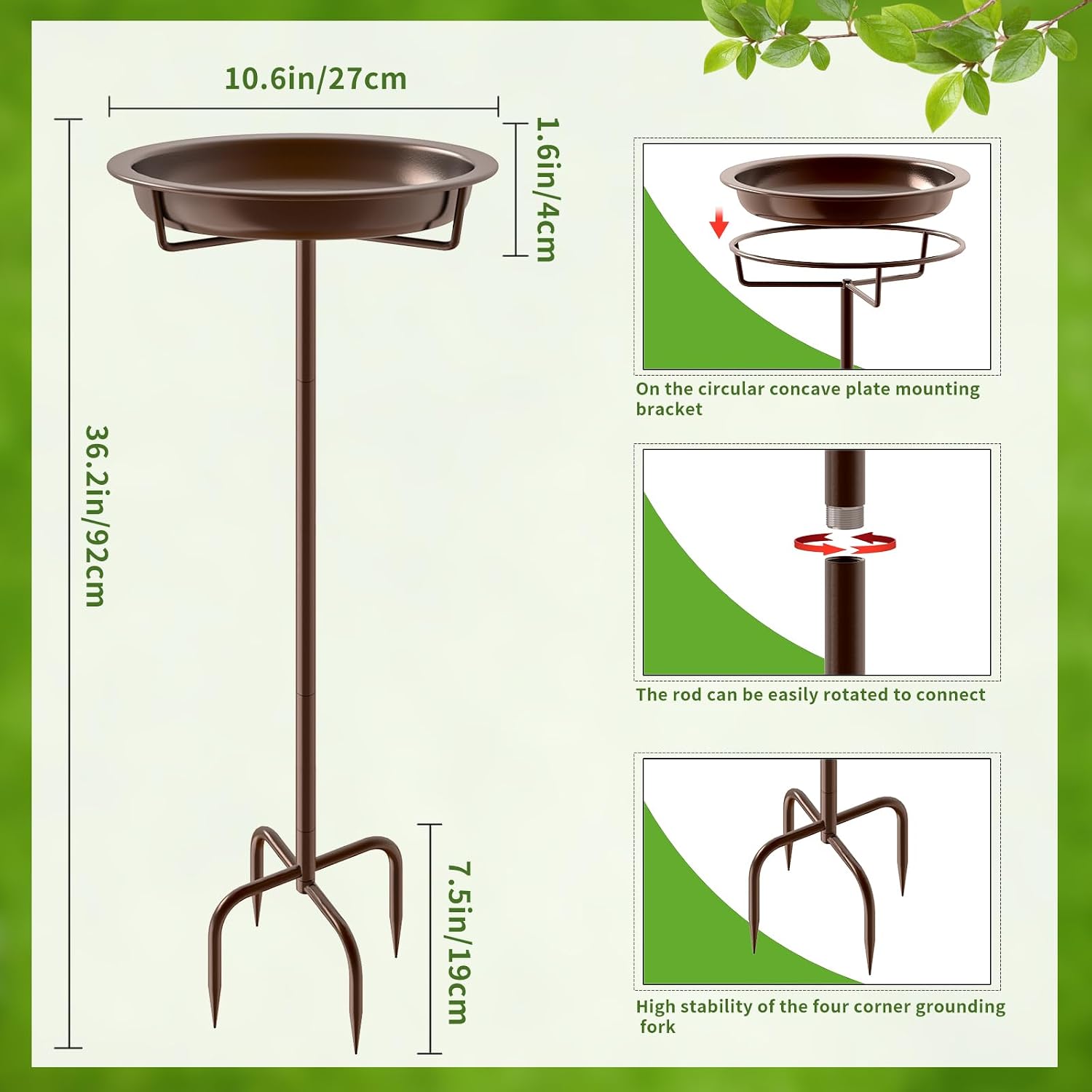 Detalle de KHayRovies Vogeltränke stehend aus Metall (92 x 27 cm) – Outdoor-Vogelbad im Retro-Stil