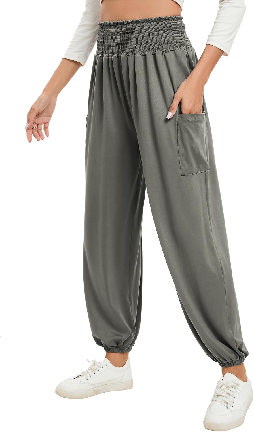 Thumbnail 6 de Famulily Womens Yoga Sweatpants with Pockets – High Waist Harem Lounge Trousers