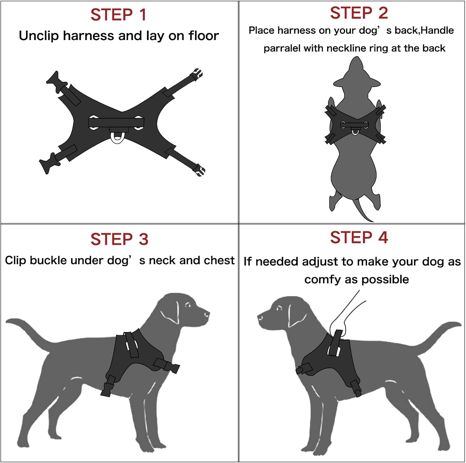 Detalle 2 de FYY Dog Harness No Pull – Breathable Adjustable PetVest with Lead (M, Purple) for Small to Large Dogs