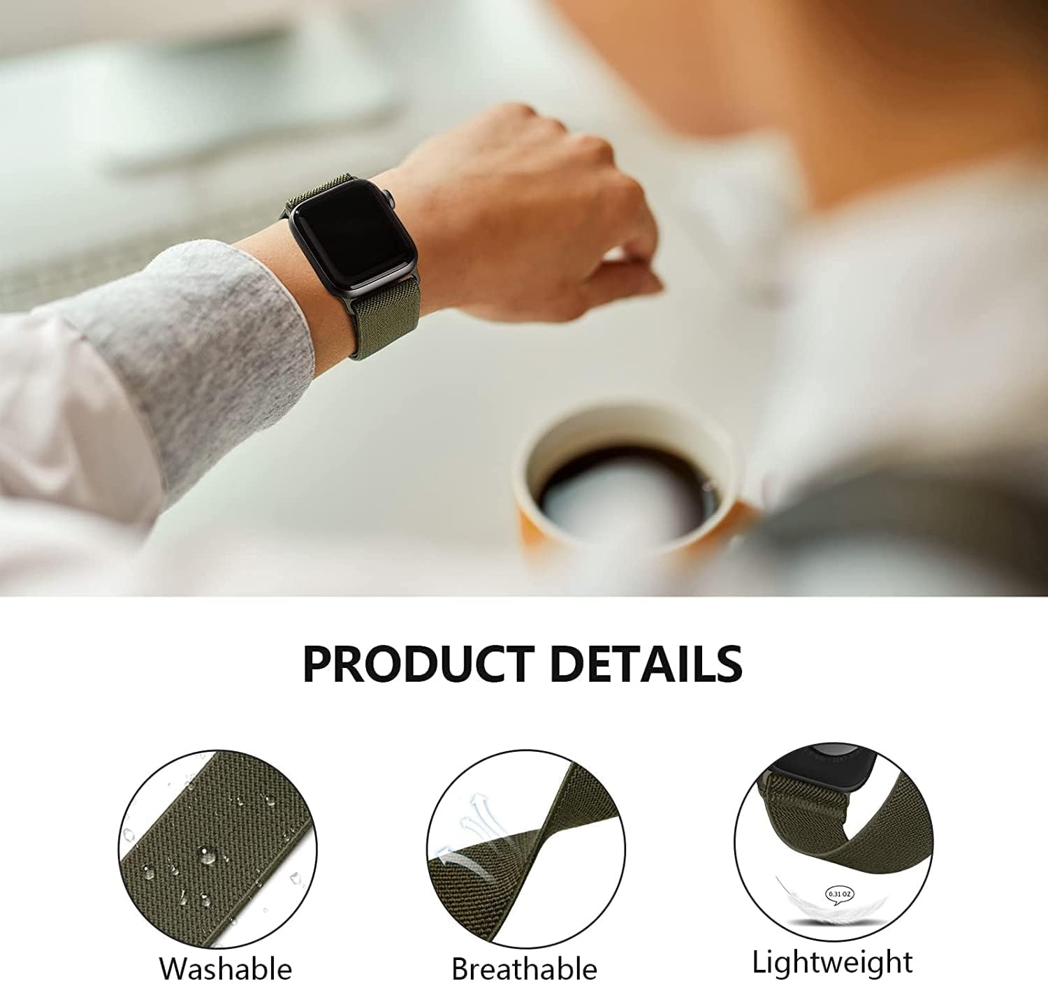 Detalle de Apple Watch braided nylon strap 4 pack