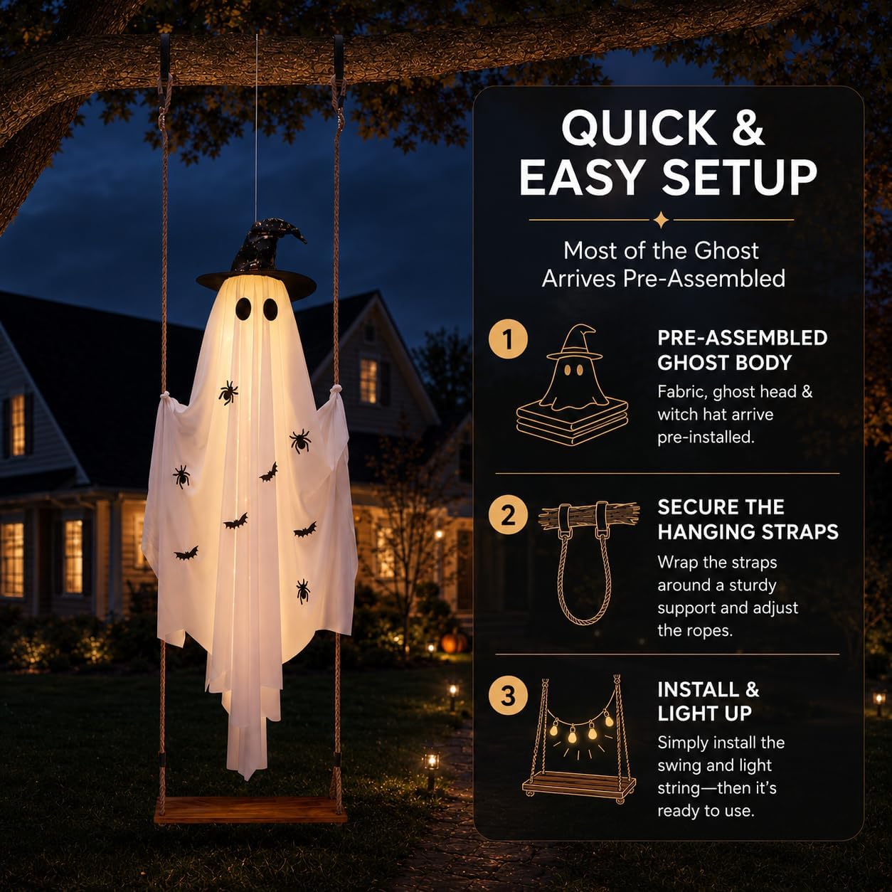 Detalle 2 de Halloween Hanging Ghost Decoration, 5.9 ft
