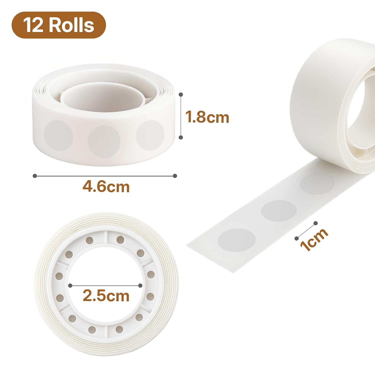 Thumbnail 1 de OWLKELA Ballon-Klebe-Punkte (12 Rollen, 1.200 Stück) als abziehbare Klebepunkte für Luftballons