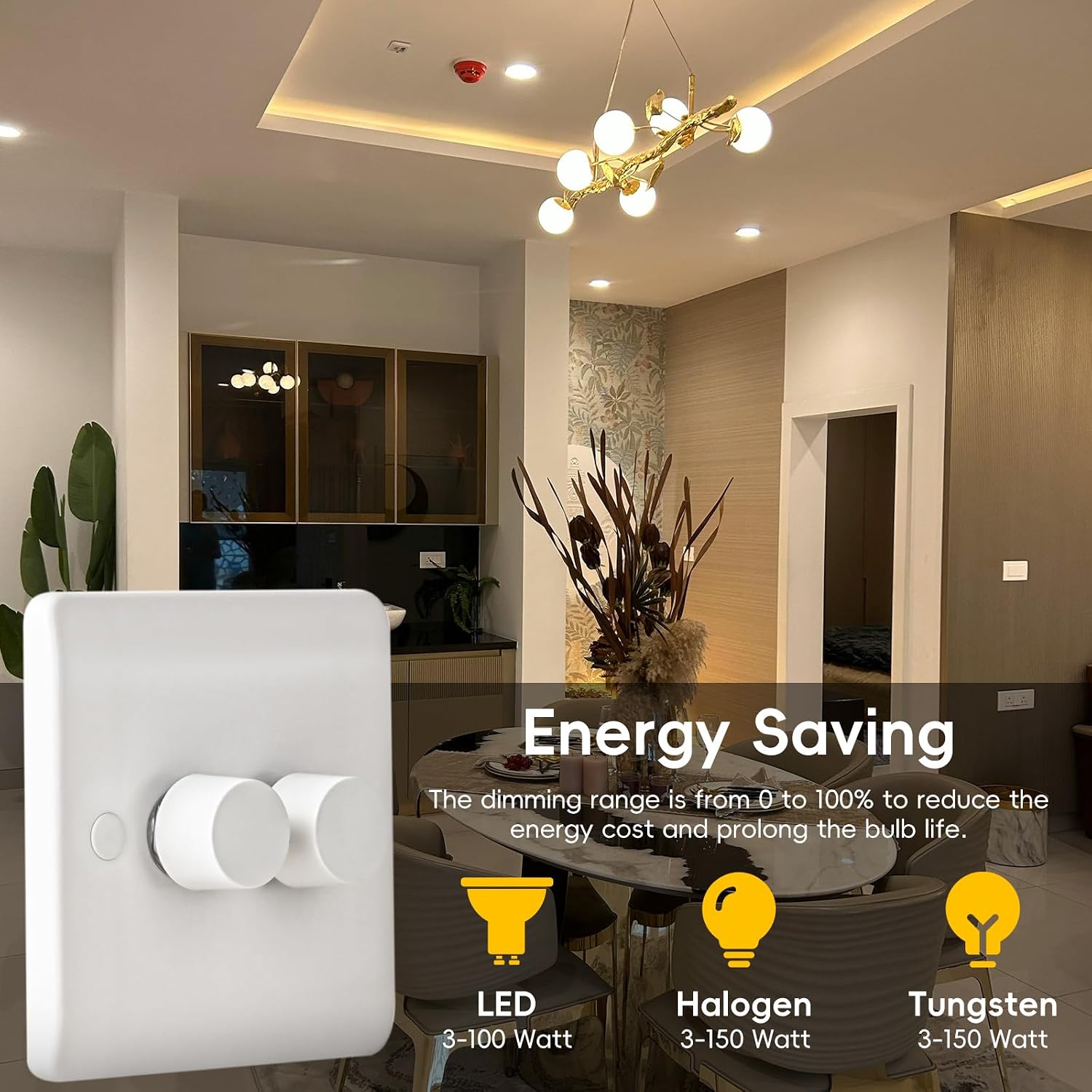 Detalle 2 de Trailing Edge Dimmer Switch 3-150W 2 Gang