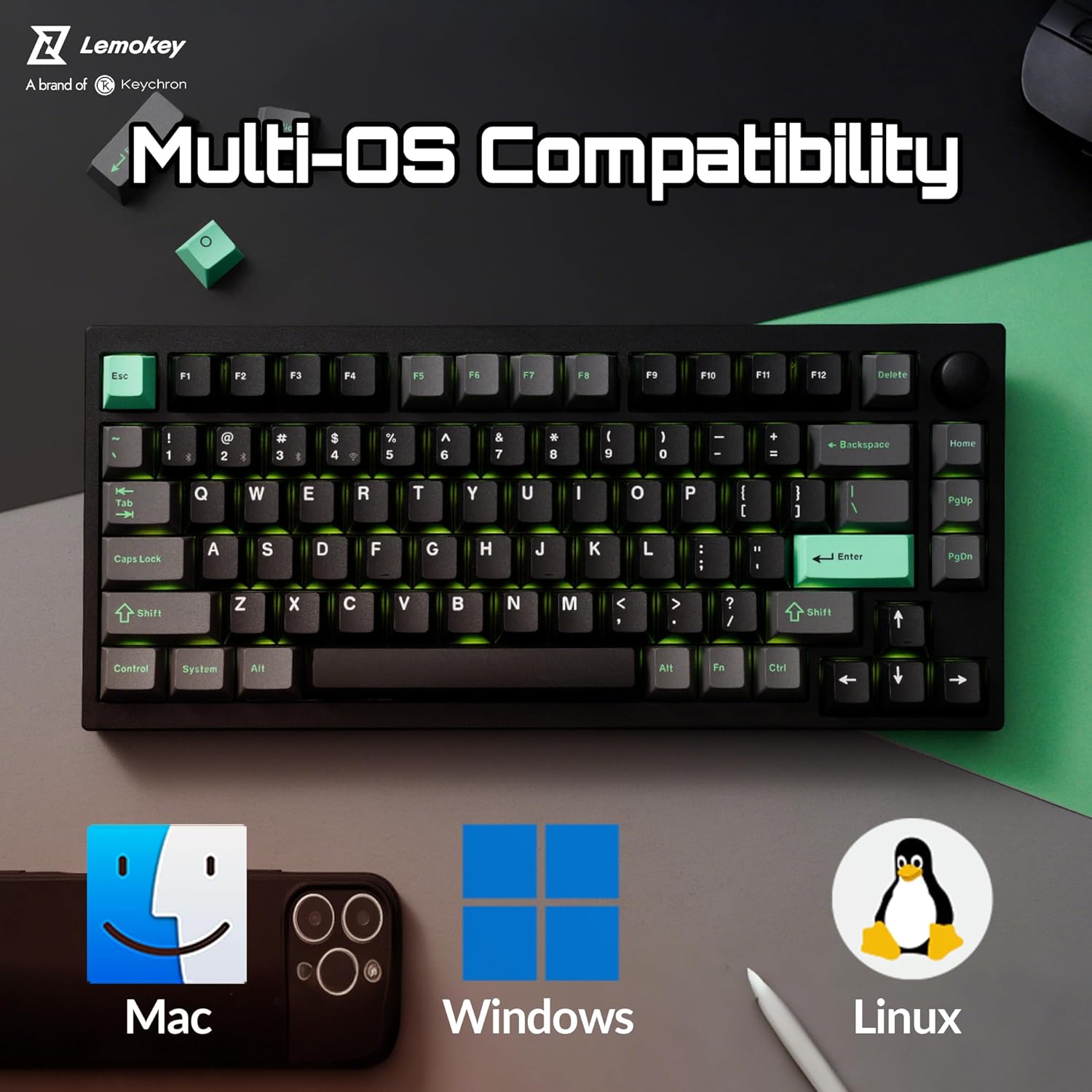 Thumbnail 4 de LEMOKEY P1 HE 75% Wireless Mechanical Keyboard with Magnetic Gateron Switches — Fully Assembled (Black)