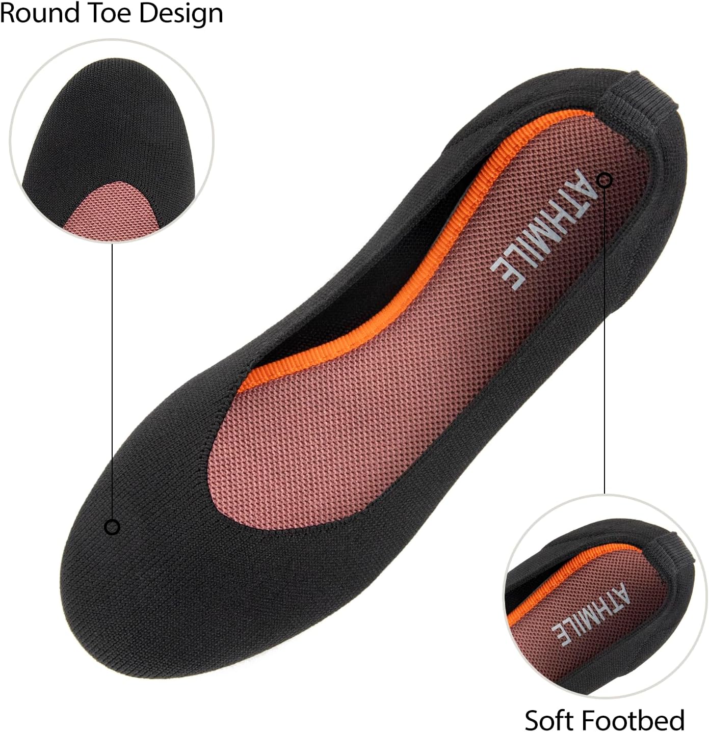 Thumbnail 3 de ATHMILE Women's Knit Flat Ballet Shoes – Slip-On Comfort for Dressy Casual Wear