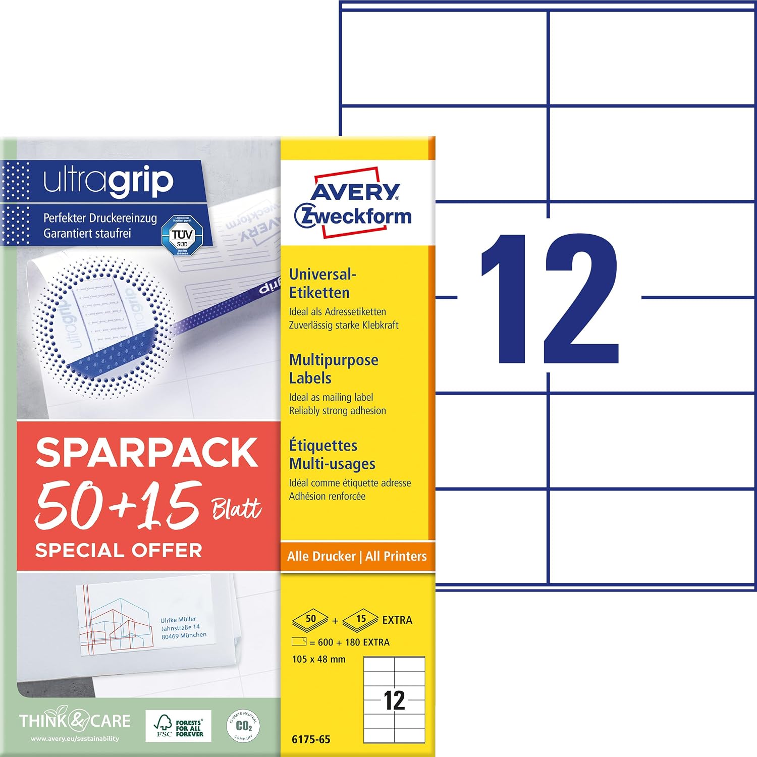 Detalle 1 de AVERY Zweckform 6601 Universal Etiketten 260 Stück