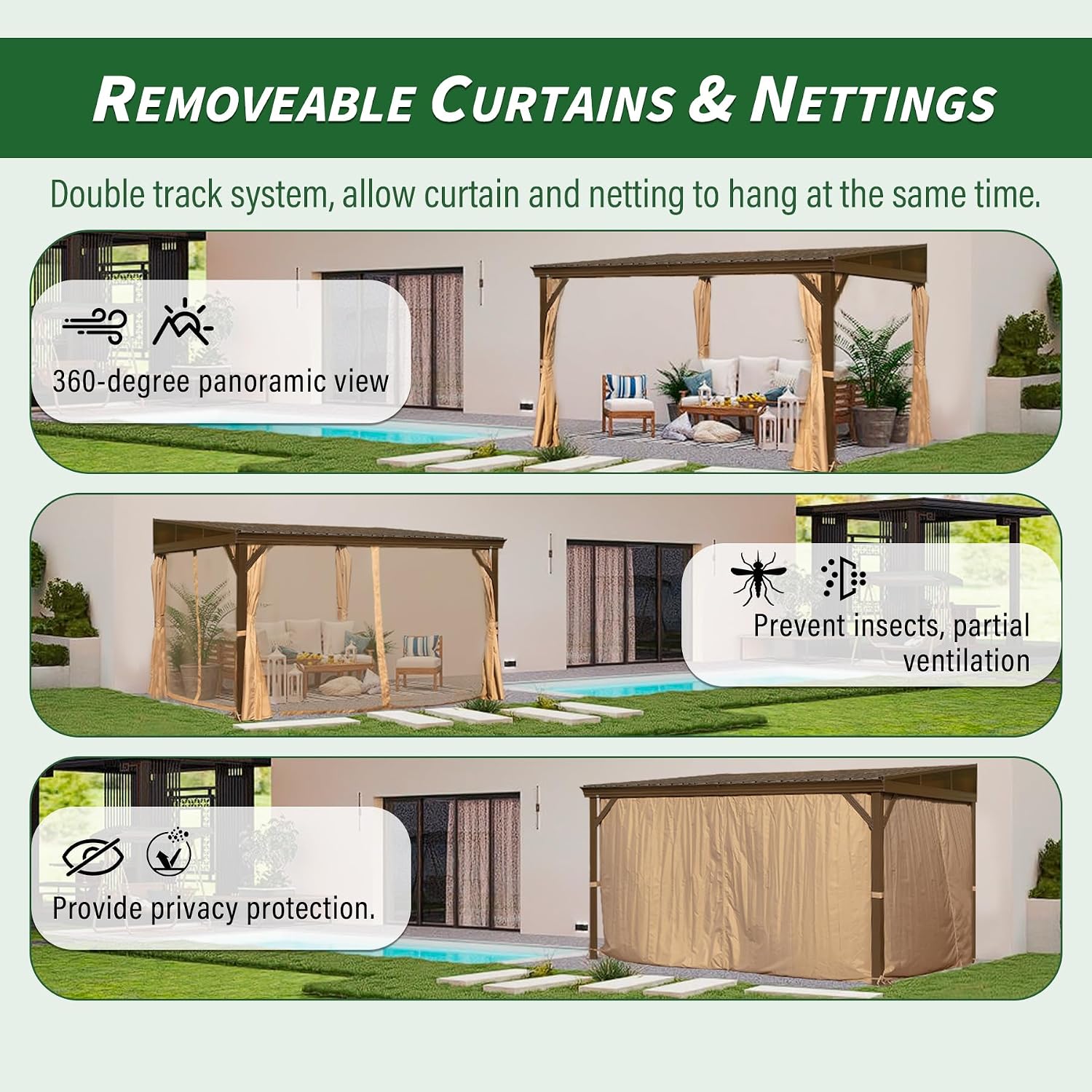 Detalle 2 de Domi Wall-Mounted Gazebo 8 x 12
