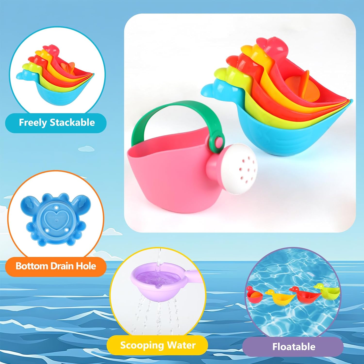 Thumbnail 2 de Bath Toys for 1 Year Old — 10-Piece Toddler Set (No Mould) for 1–4 Years