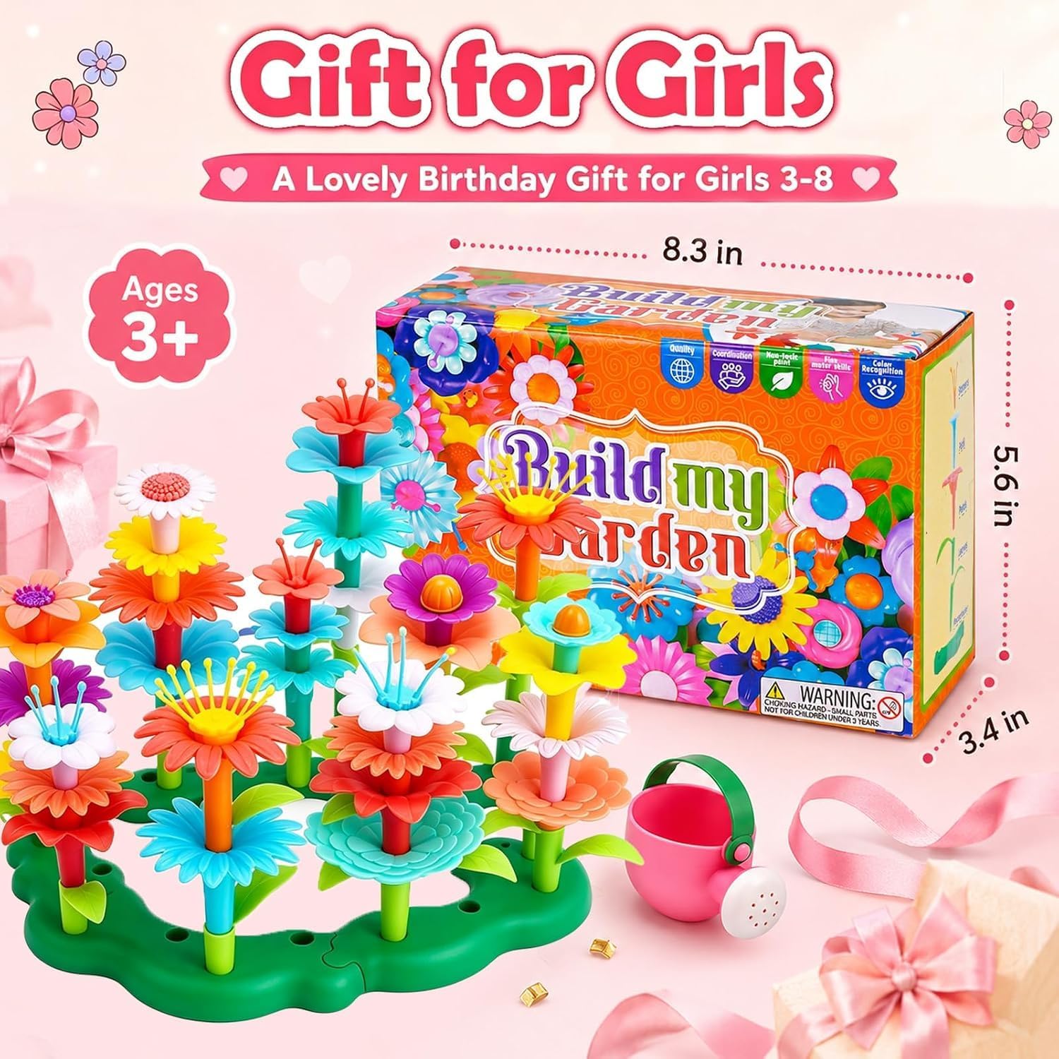 Detalle de FunzBo Jouets de Construction de Jardin de Fleurs — kit créatif 46 pièces pour enfants (2–8 ans)
