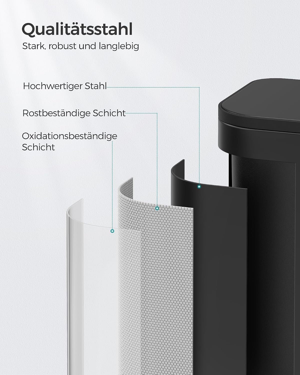 Thumbnail 4 de SONGMICS Mülleimer Küche 20 Liter mit Deckel, Treteimer aus Stahl, Softclose, Inneneimer – tintenschwarz (LTB542B02)