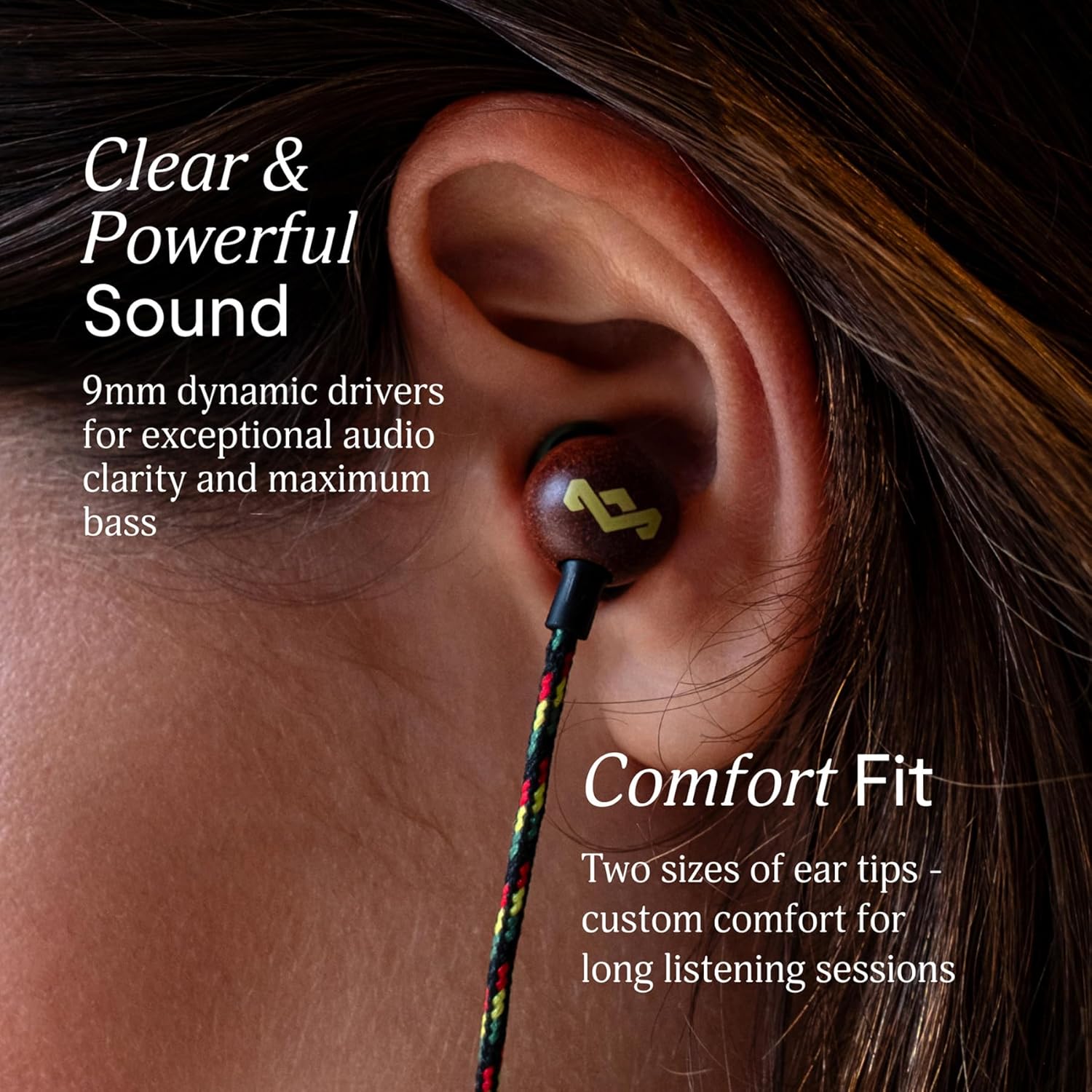 Thumbnail 3 de Marley House of Smile Jamaica USB‑C kabelgebundene In-Ear-Kopfhörer mit Mikrofon (9,2‑mm-Treiber) – Rasta