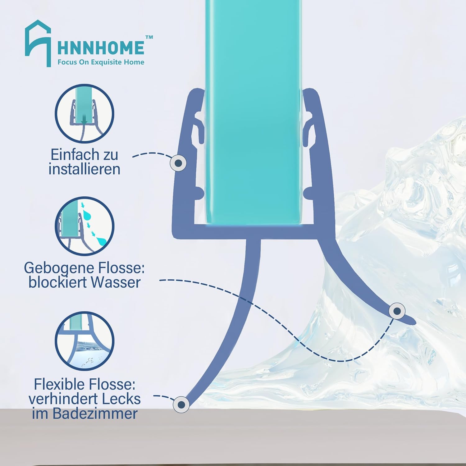 Detalle de HNNHOME Guarnizione per doccia – Universale per porte in vetro 6–8 mm, bordo gomma extra spesso, 70 cm