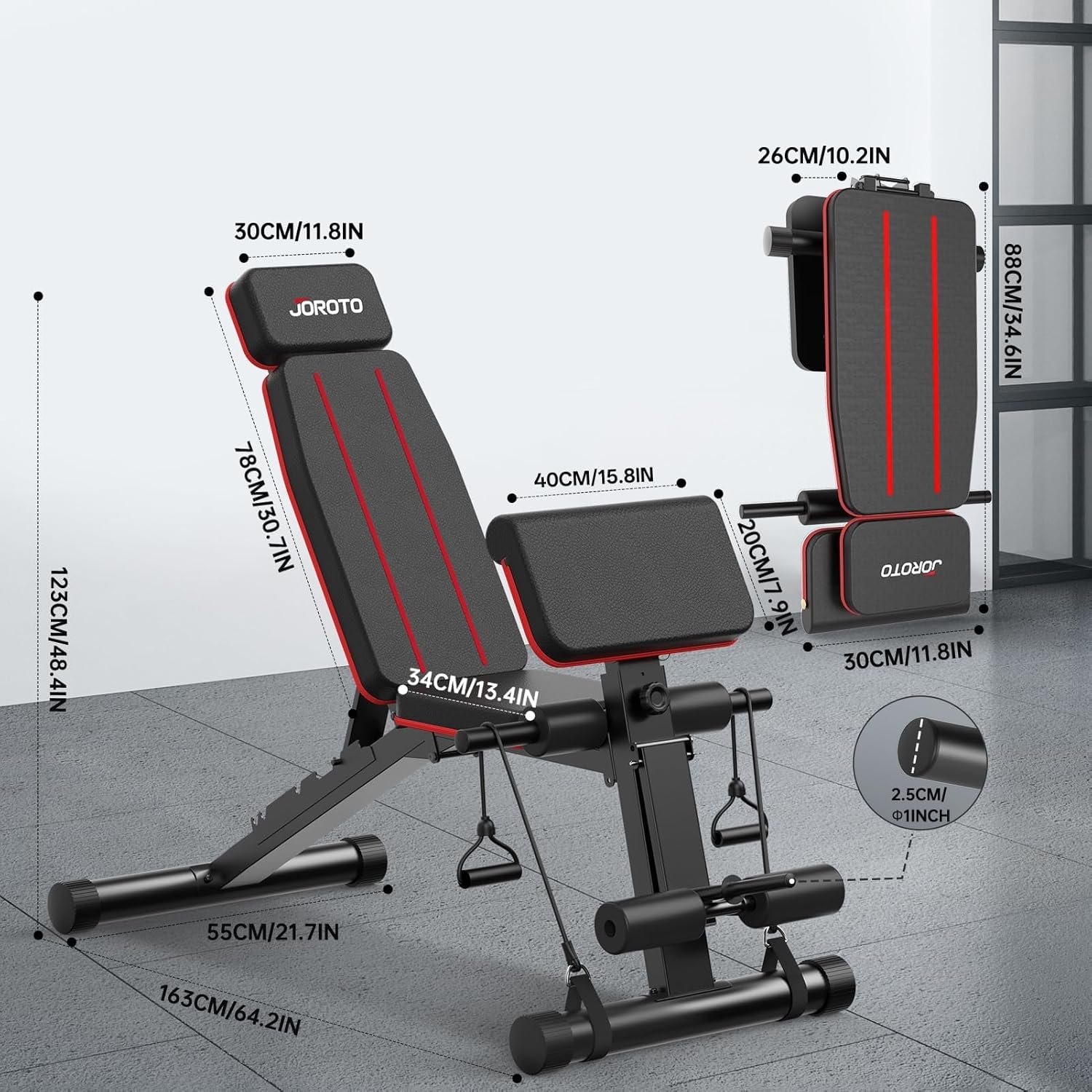 Thumbnail 5 de JOROTO verstellbare Hantelbank (klappbar) für Home Gym & Ganzkörpertraining, bis 350 kg