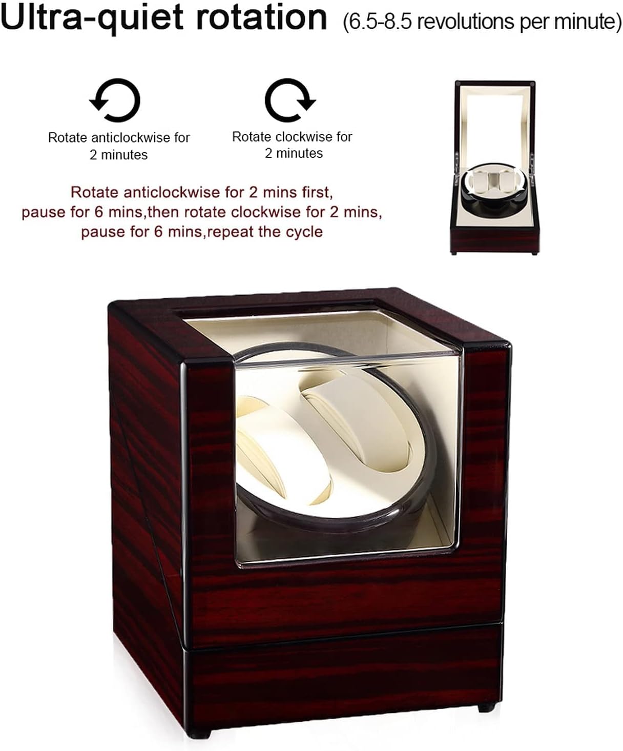 Thumbnail 3 de Uten watch winder in legno per 2 orologi automatici