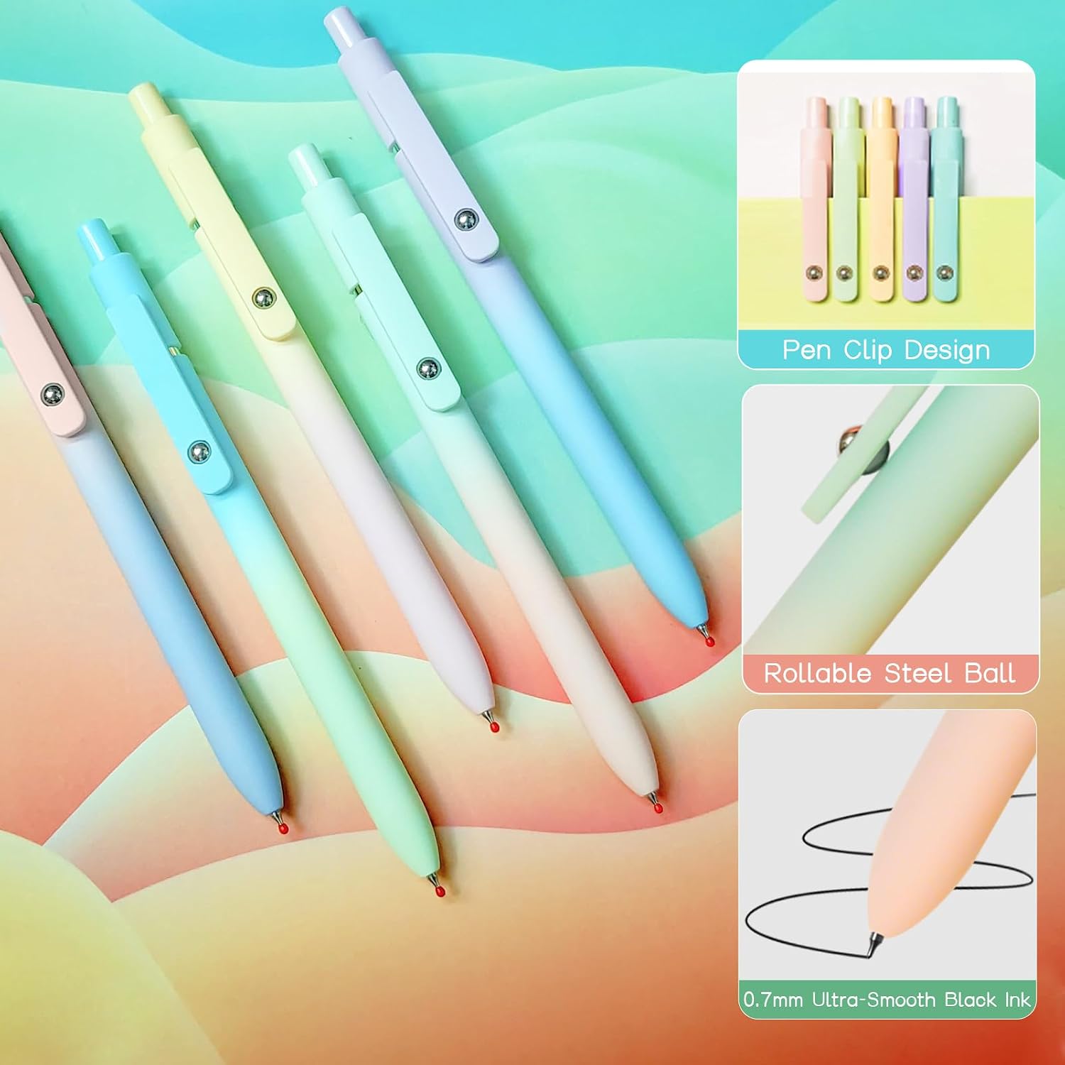 Thumbnail 1 de UIXJODO Gel Pens (10-pack) 0.5mm black ink retractable gel pens with soft silicone grip